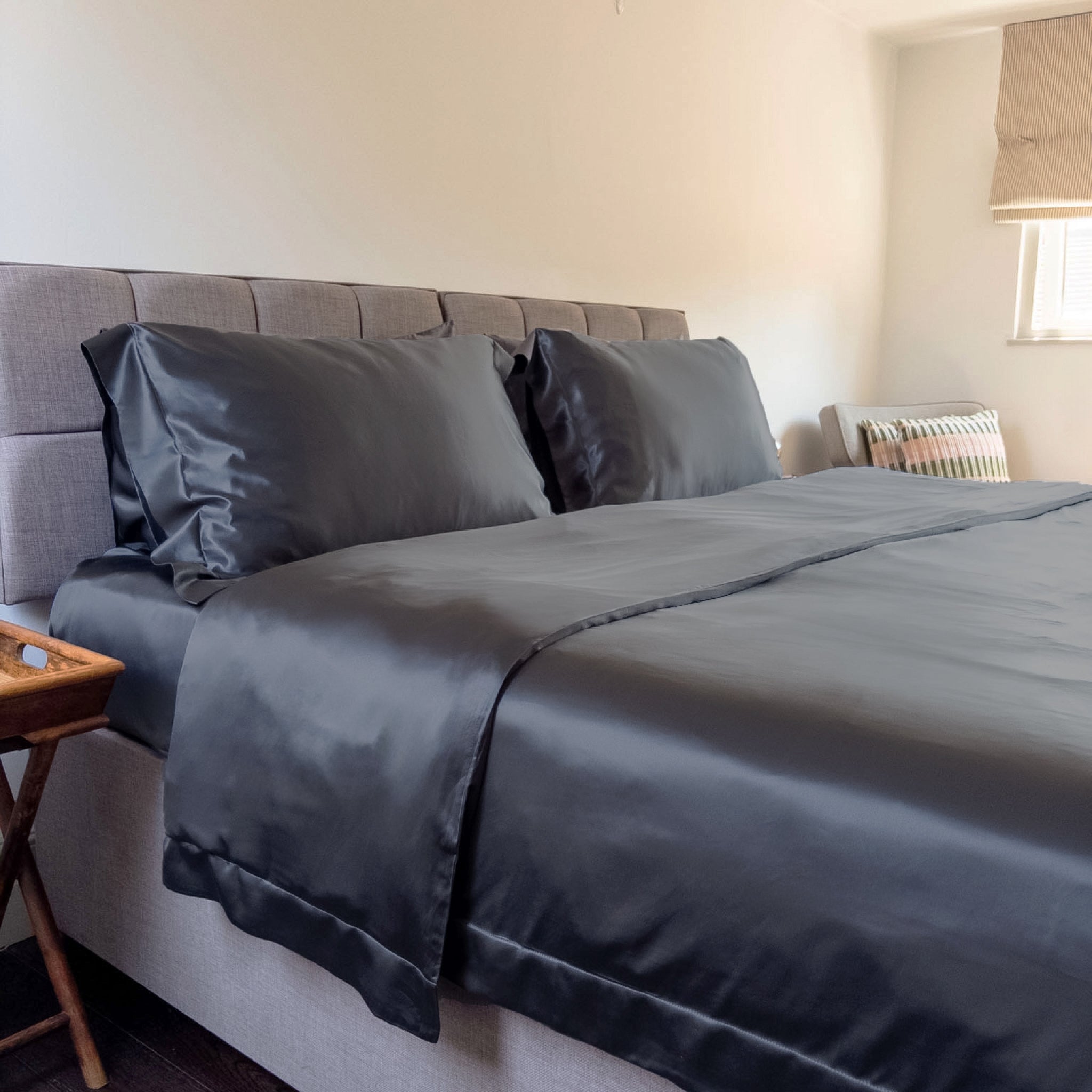 22 Momme 3PCS Charcoal Silk Duvet Cover Set