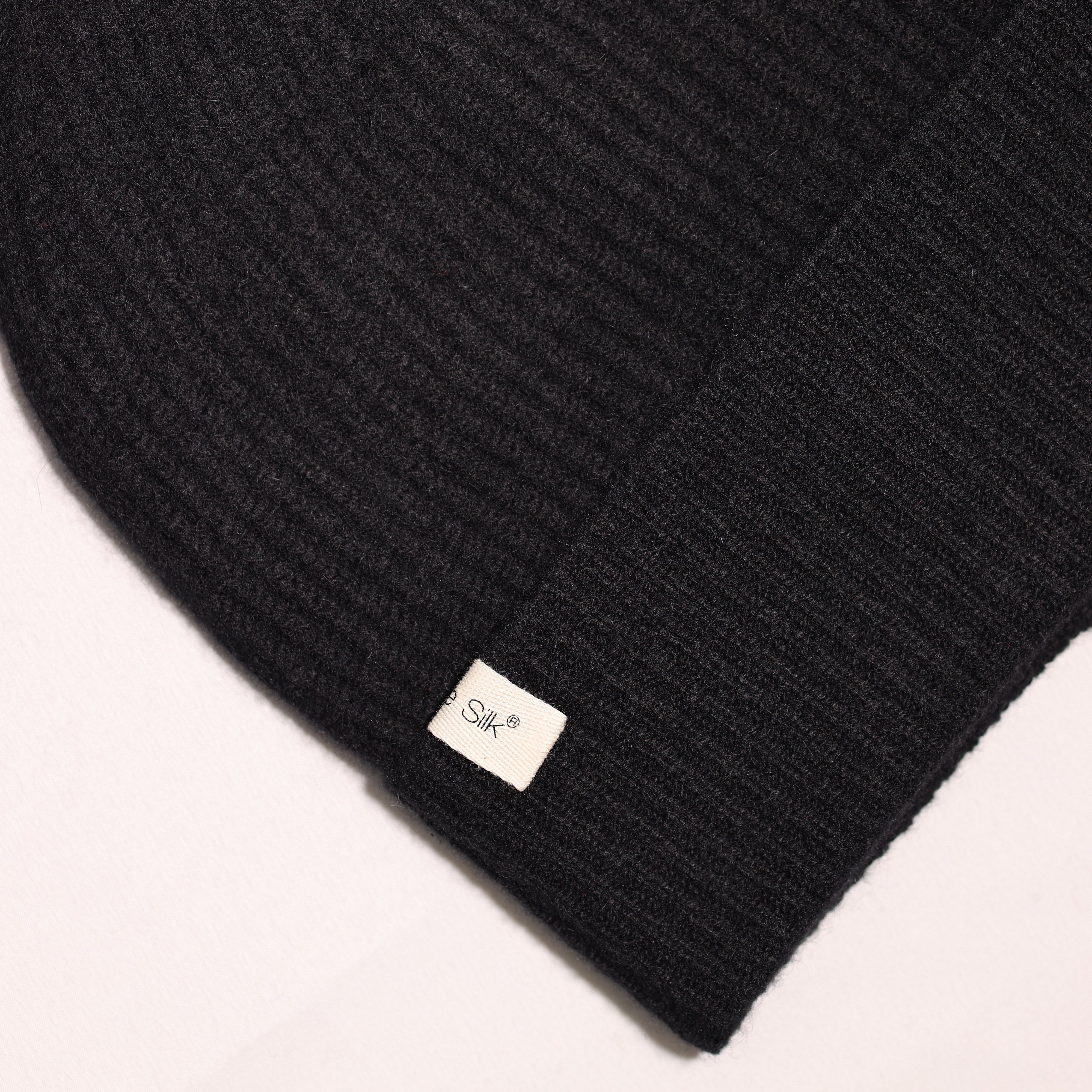 Cashmere Ribbed Beanie Black