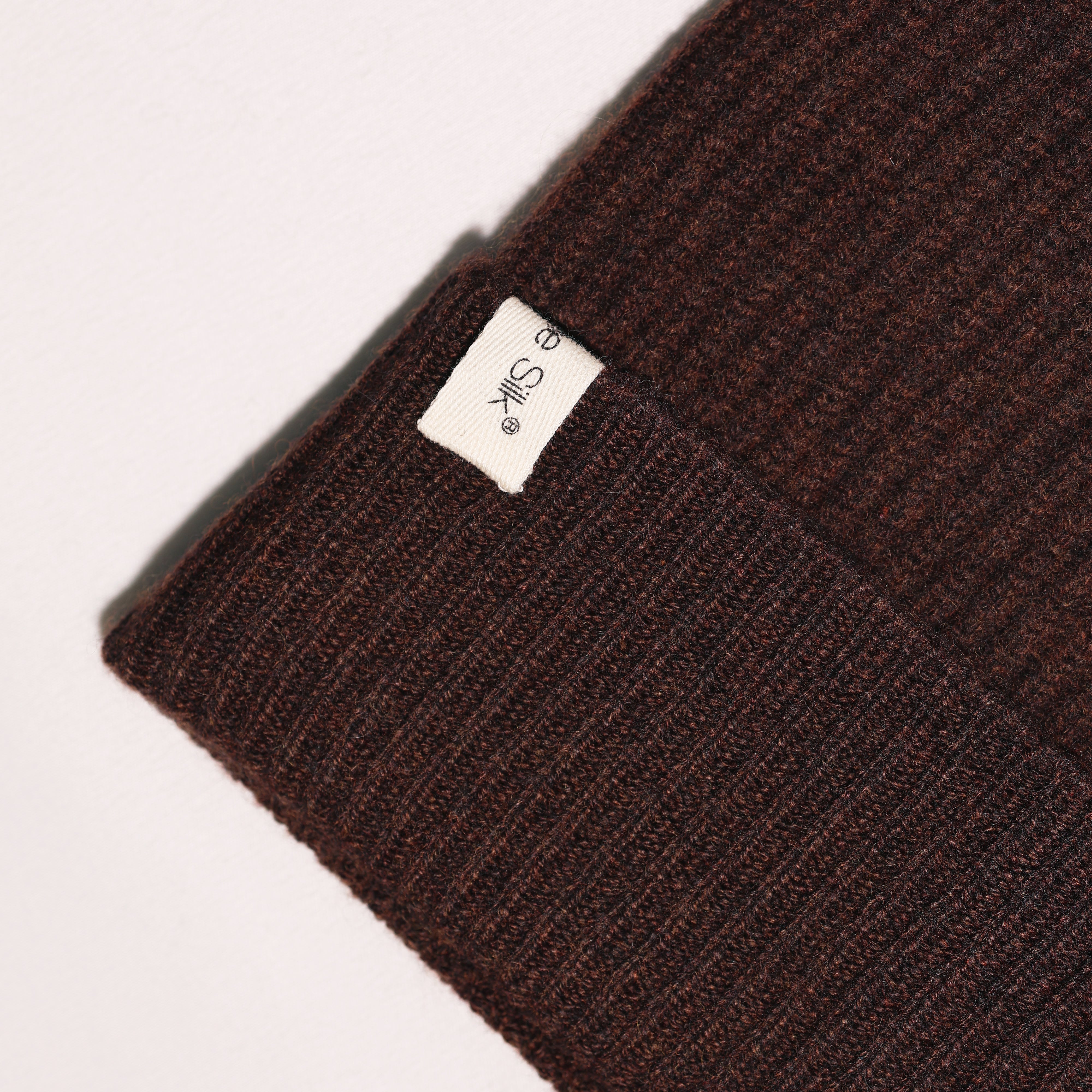 Cashmere Ribbed Beanie Americano