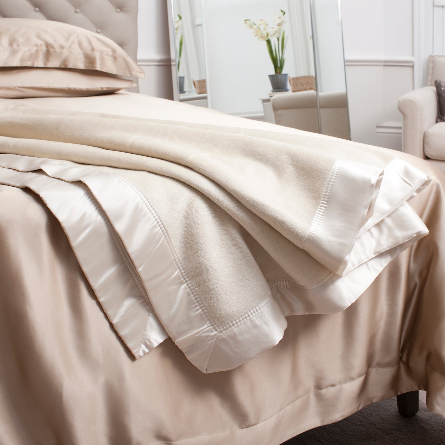 Ivory Silk Blanket