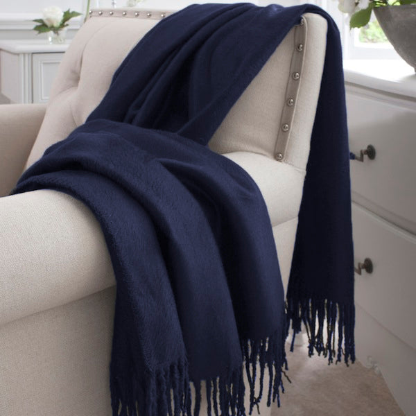 Silk Shawl Throw Navy
