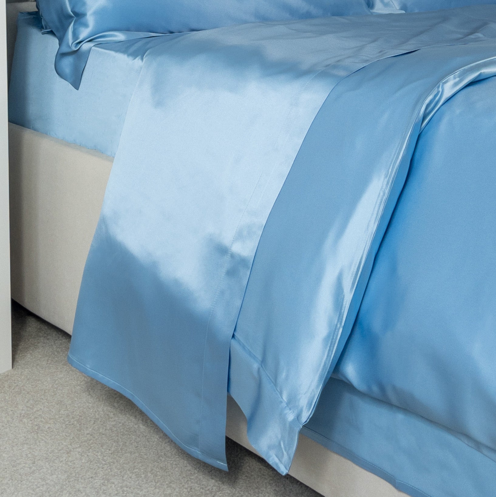 19 Momme Blue Silk Flat Sheet