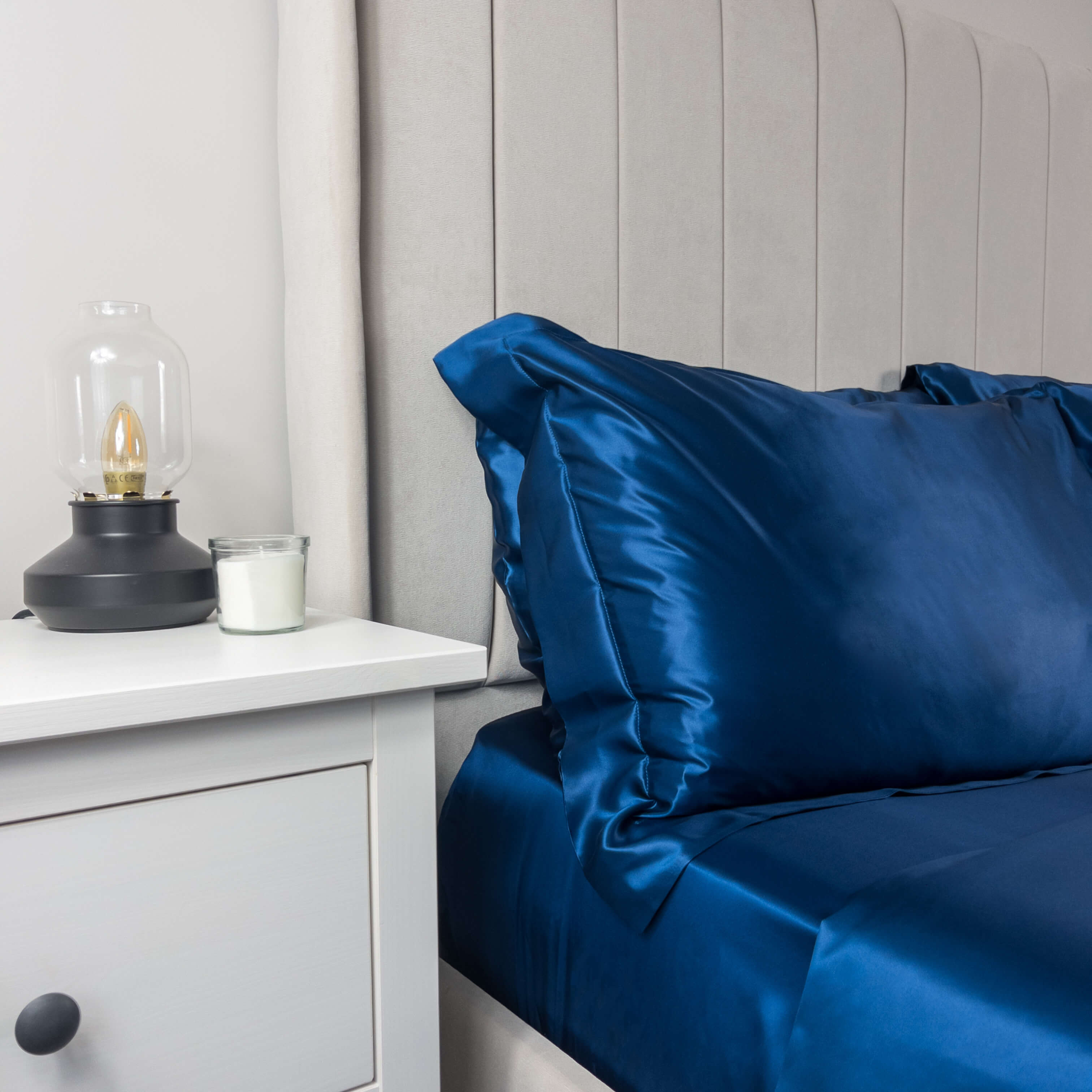 Navy King Size Oxford Silk Pillowcase