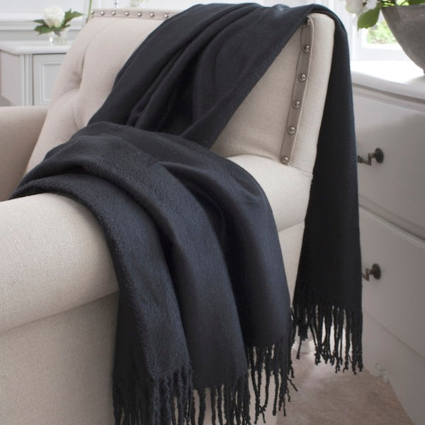 Silk Shawl Throw Black