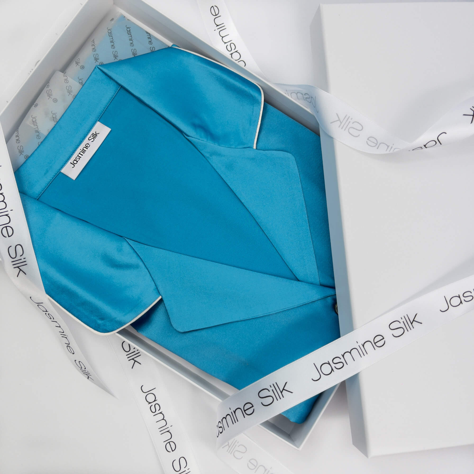 Womens Silk Short Pyjamas Set Blue