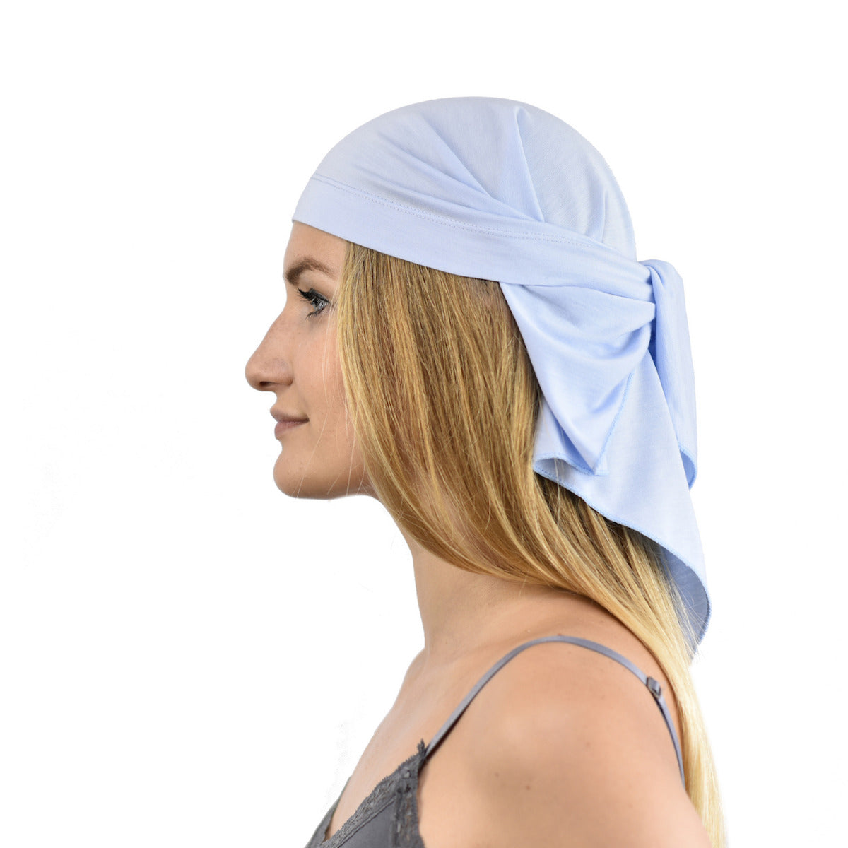 Pure Silk Bandana - Suitable for Chemo & Hair Loss Light Blue