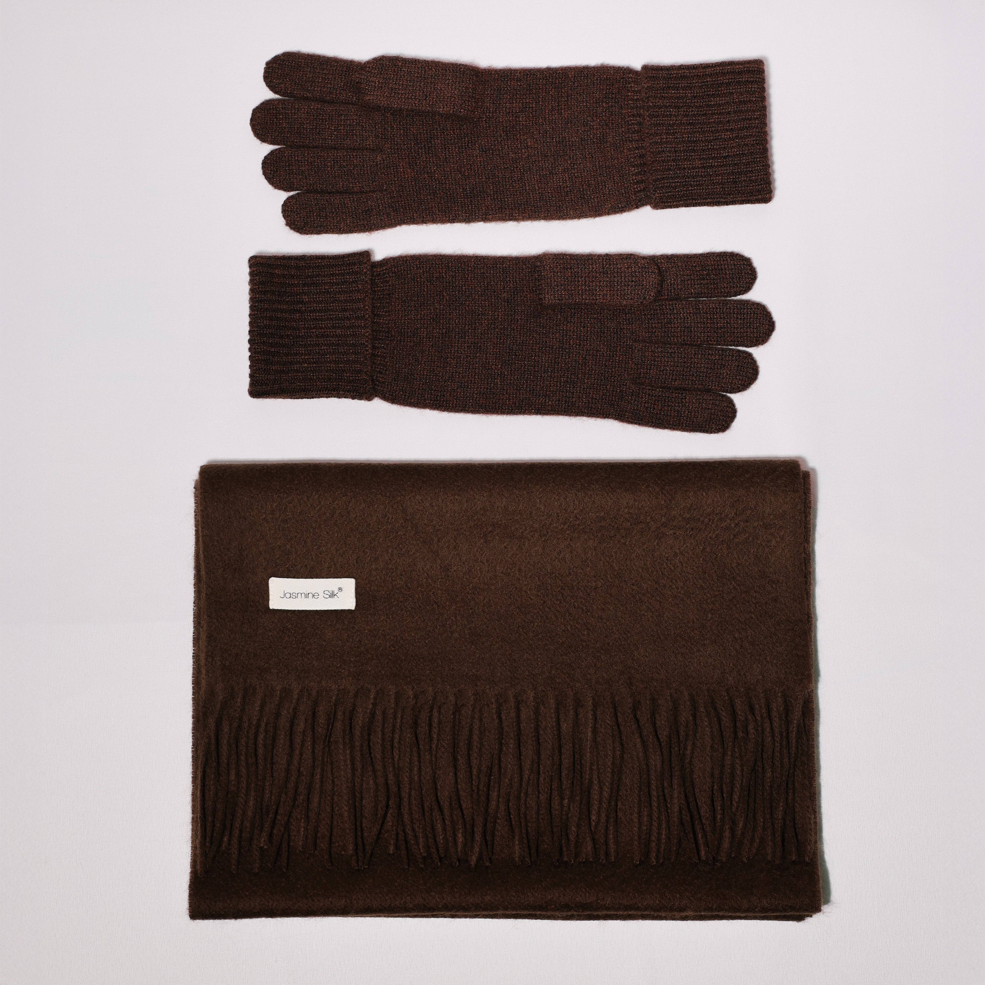 Ladies Cashmere Scarf & Gloves Gift Box Americano