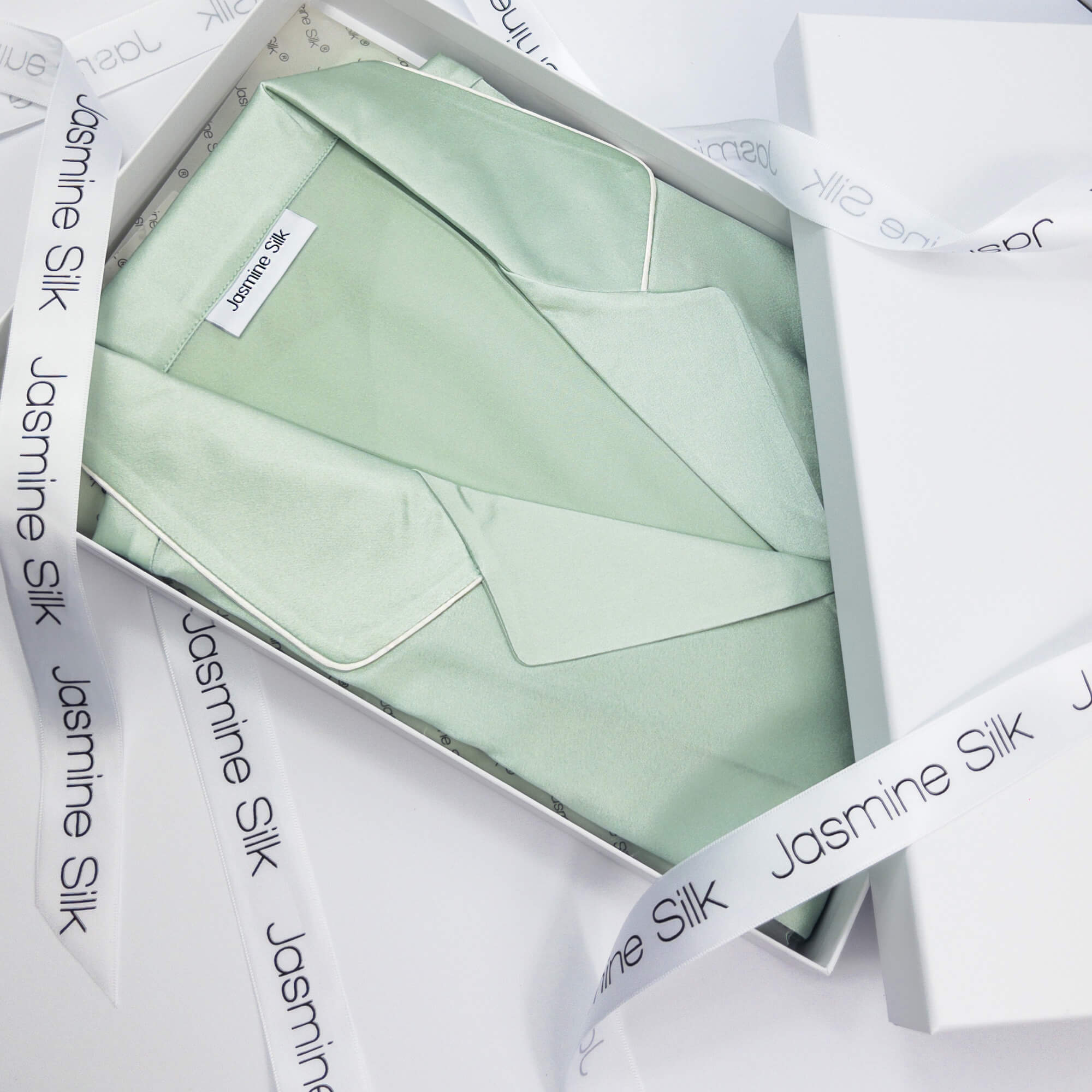 Ladies Pure Silk Pyjamas Duck egg
