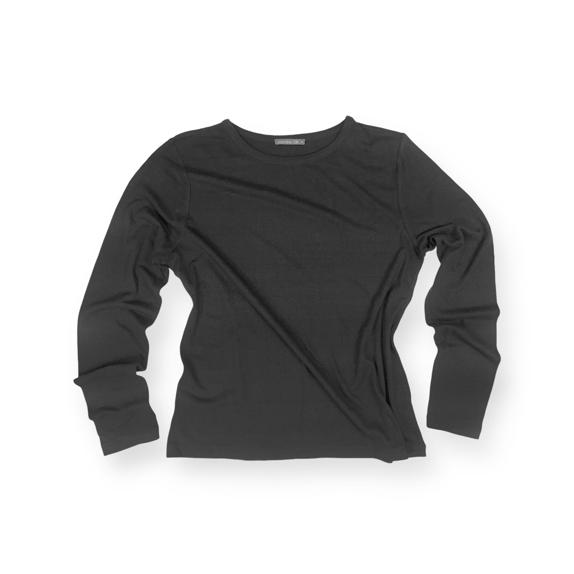 Ladies Charcoal Noil Silk Long Sleeved Top