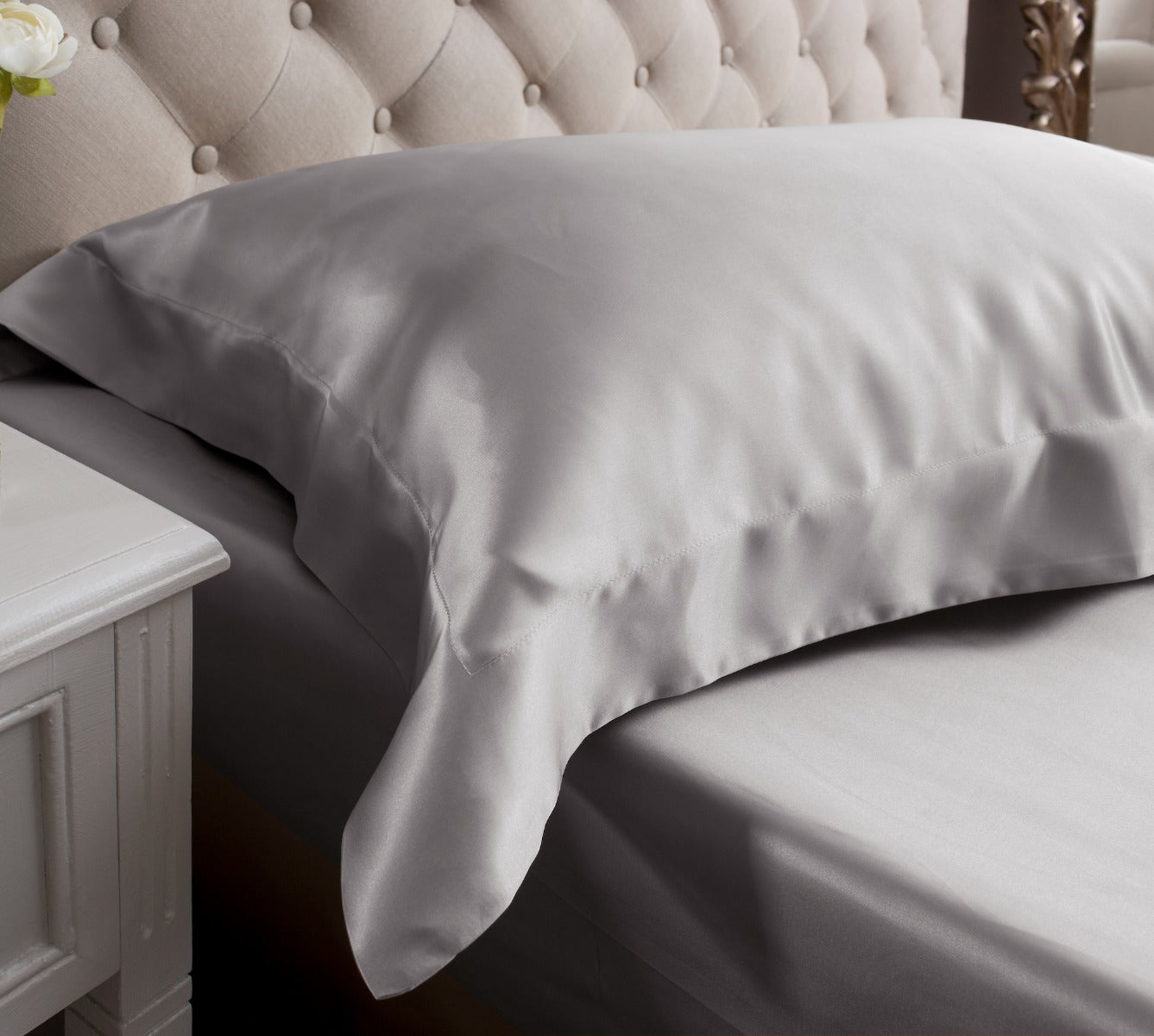 Grey King Size Oxford Silk Pillowcase