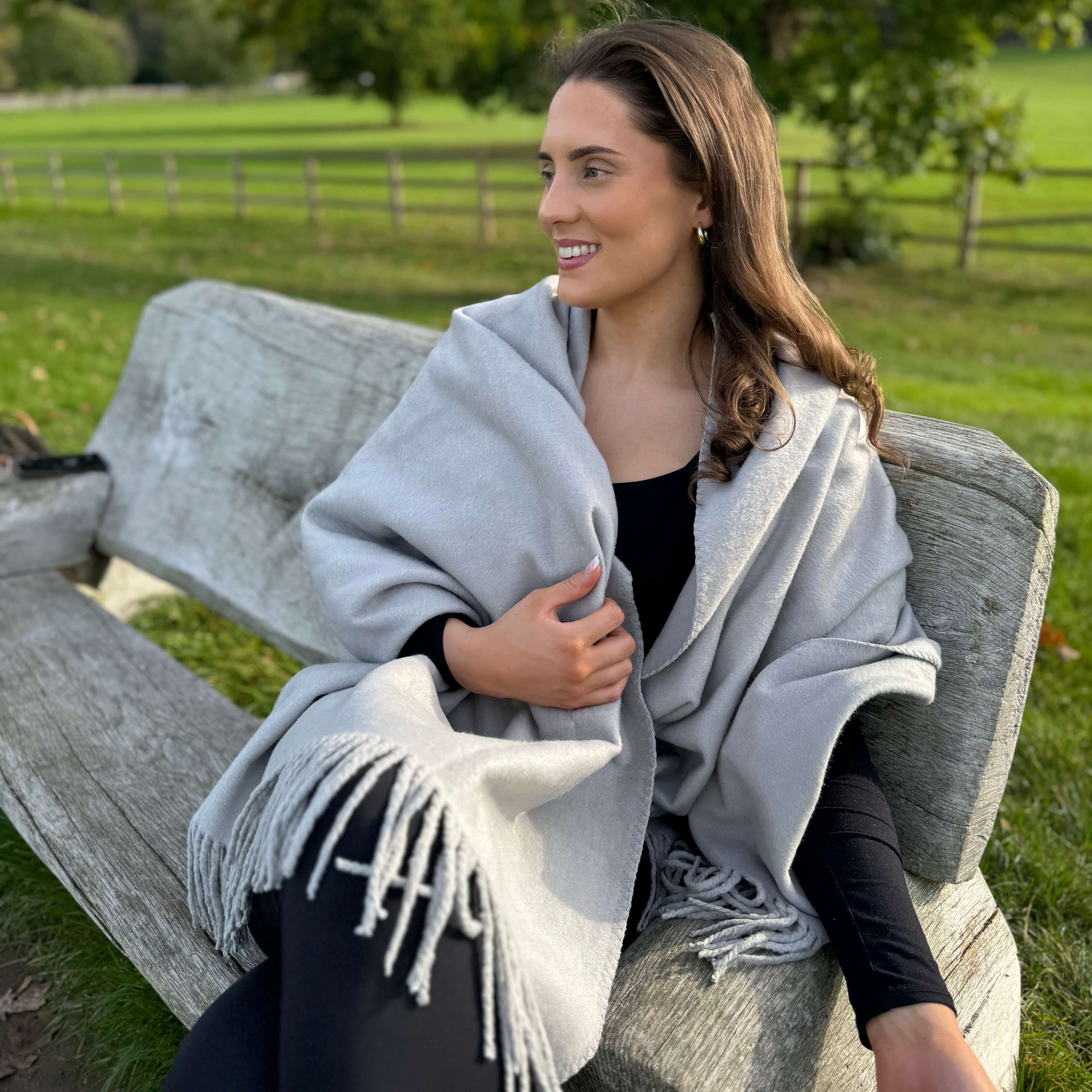 Silk Shawl Throw Grey