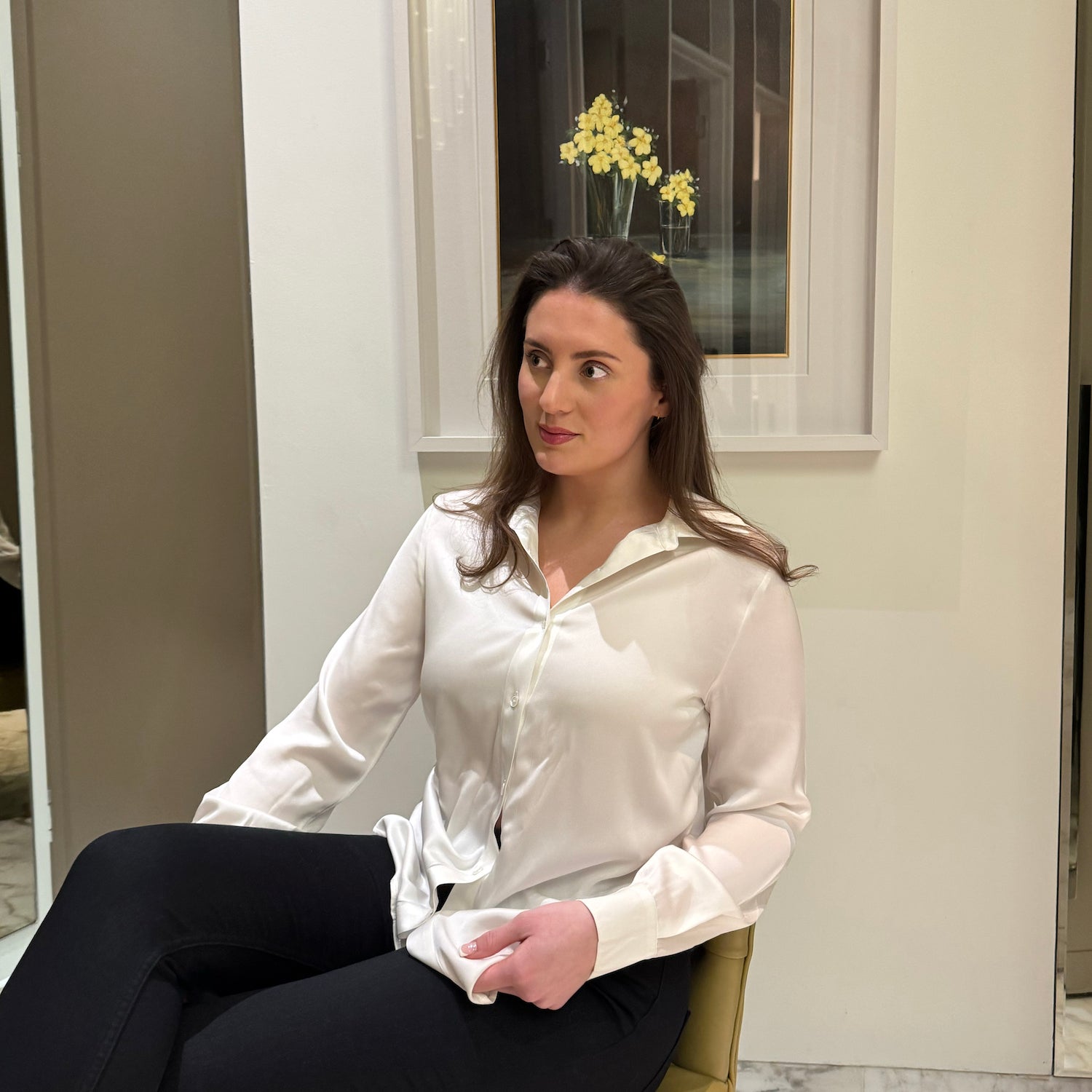 Ladies Ivory Silk Blouse