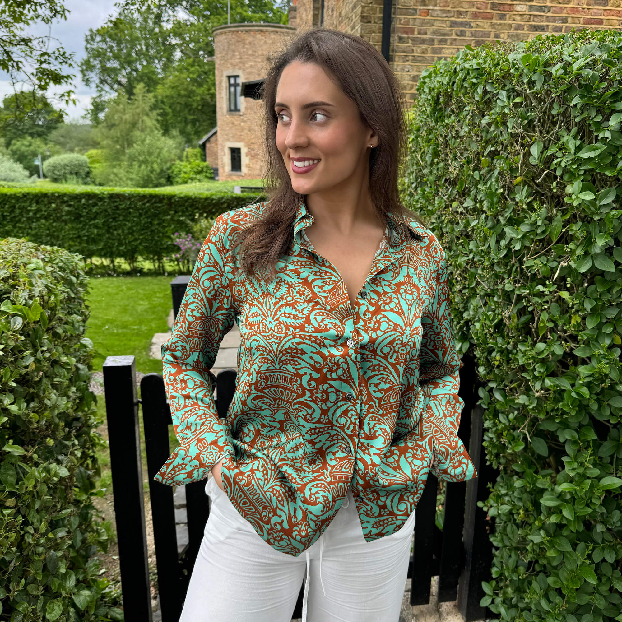 Womens Silk Blouse Hazel Coral