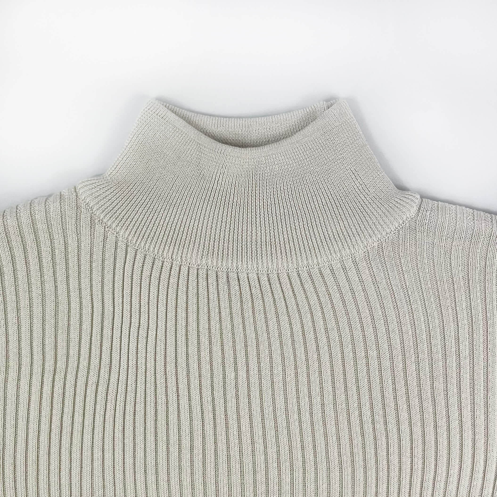 Ladies Silk Ribbed Turtle Neck Top - Ivory