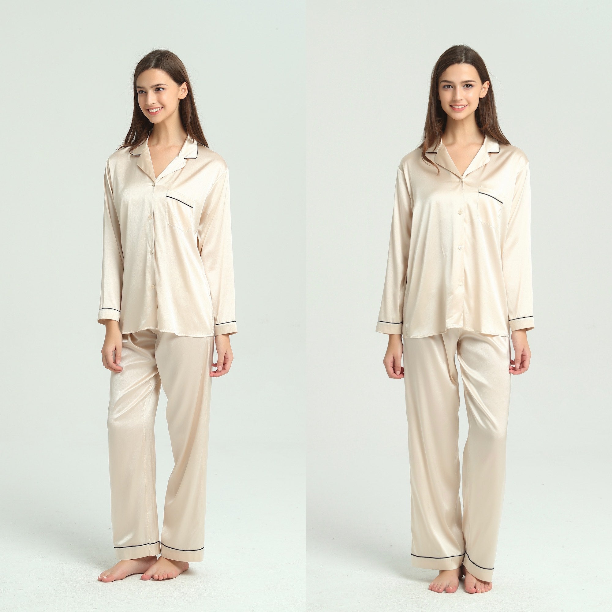 Ladies Pure Silk Nude Pyjamas