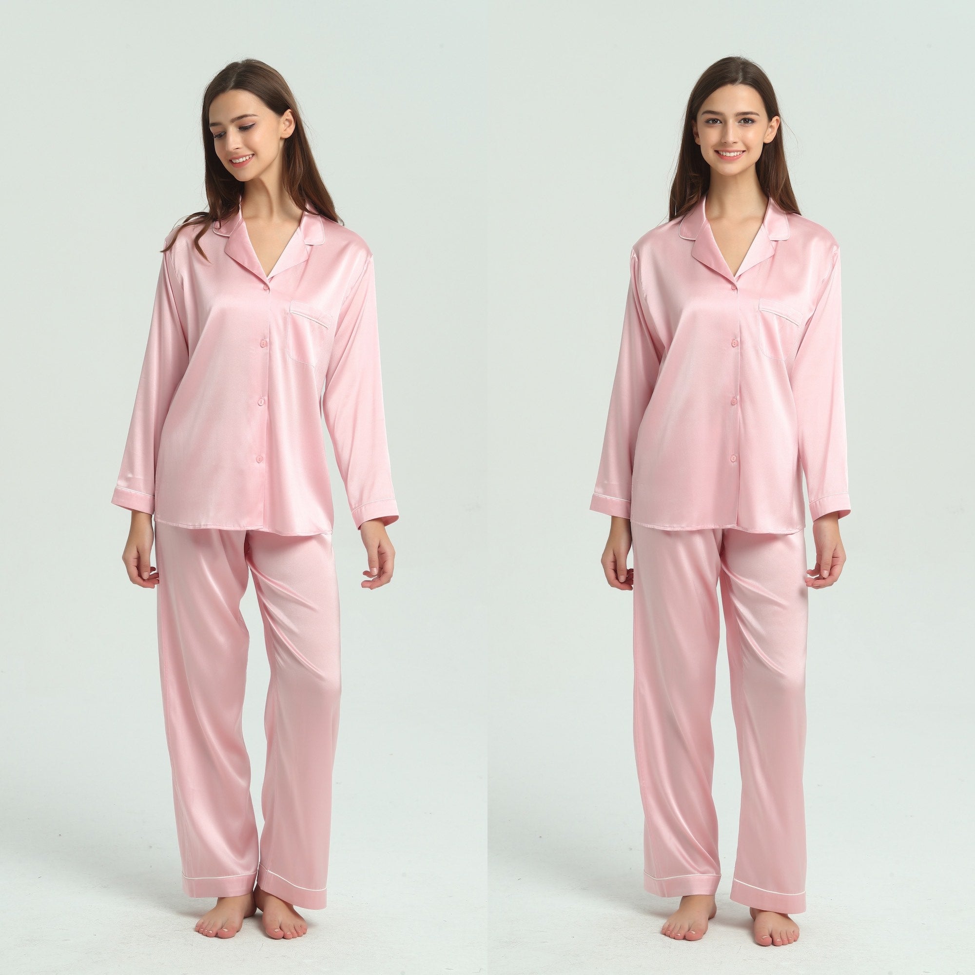 Ladies Pure Silk Pink Pyjamas