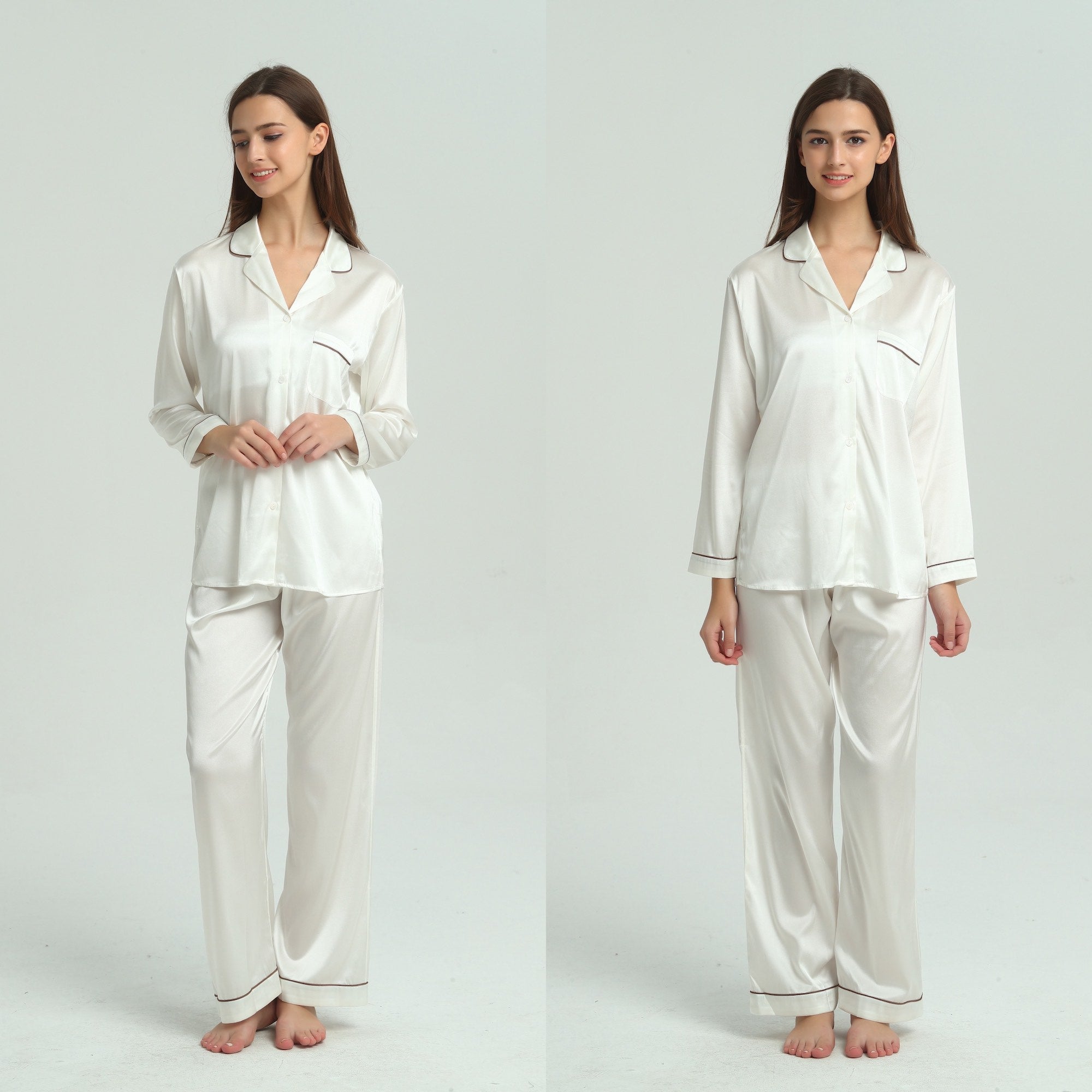 Ladies Pure Silk Ivory Pyjamas