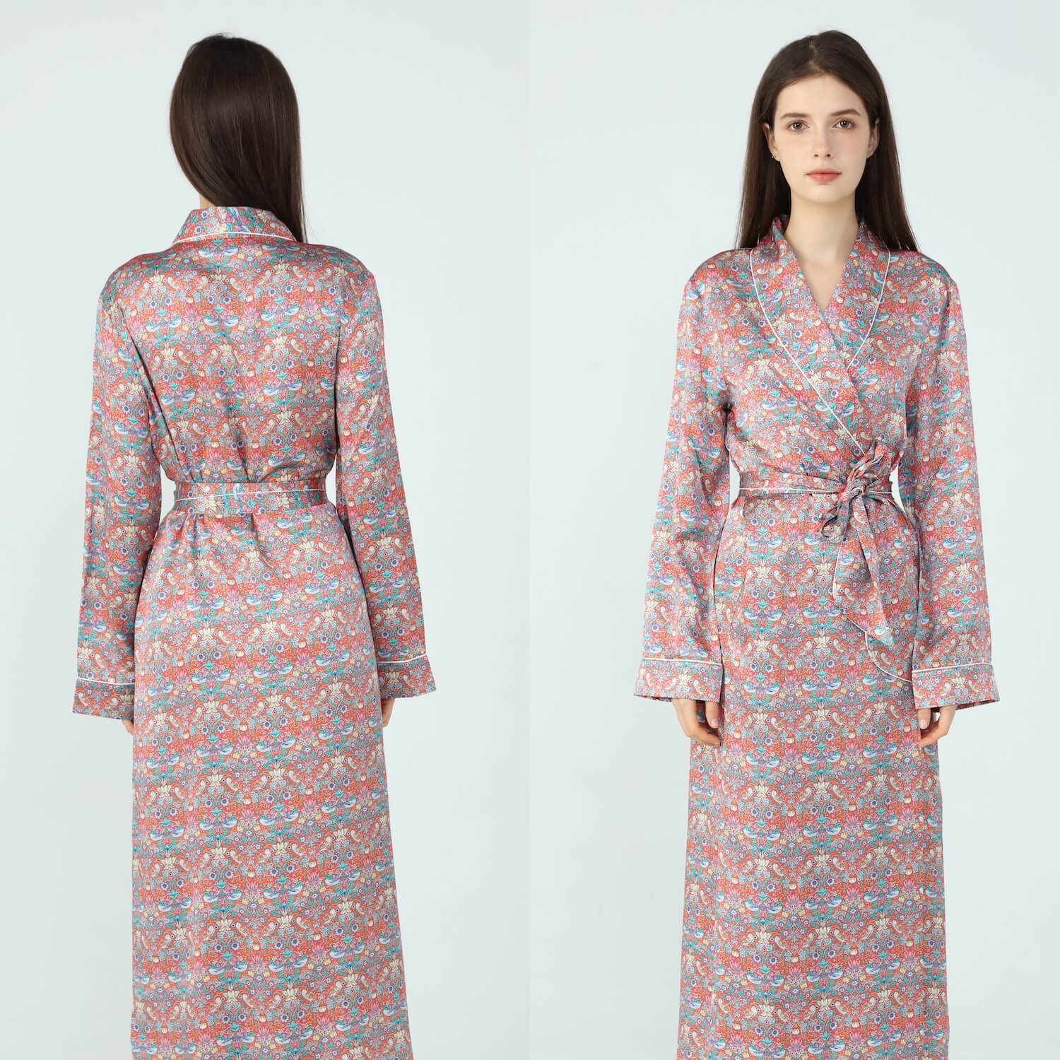 Women’s Liberty Strawberry Thief Tana Lawn Silk Dressing Gown