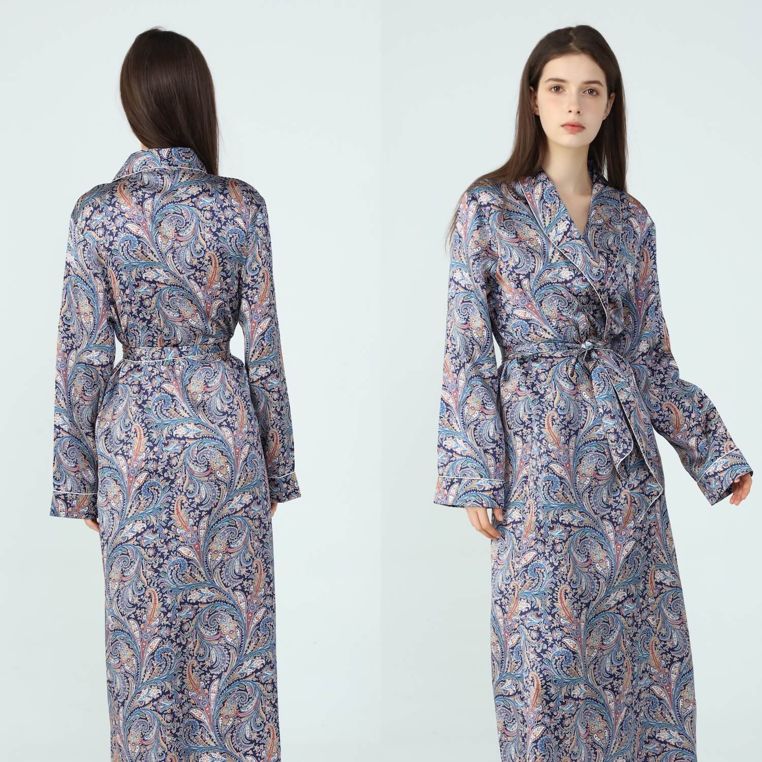 Women’s Liberty Great Missenden Navy Silk Dressing Gown