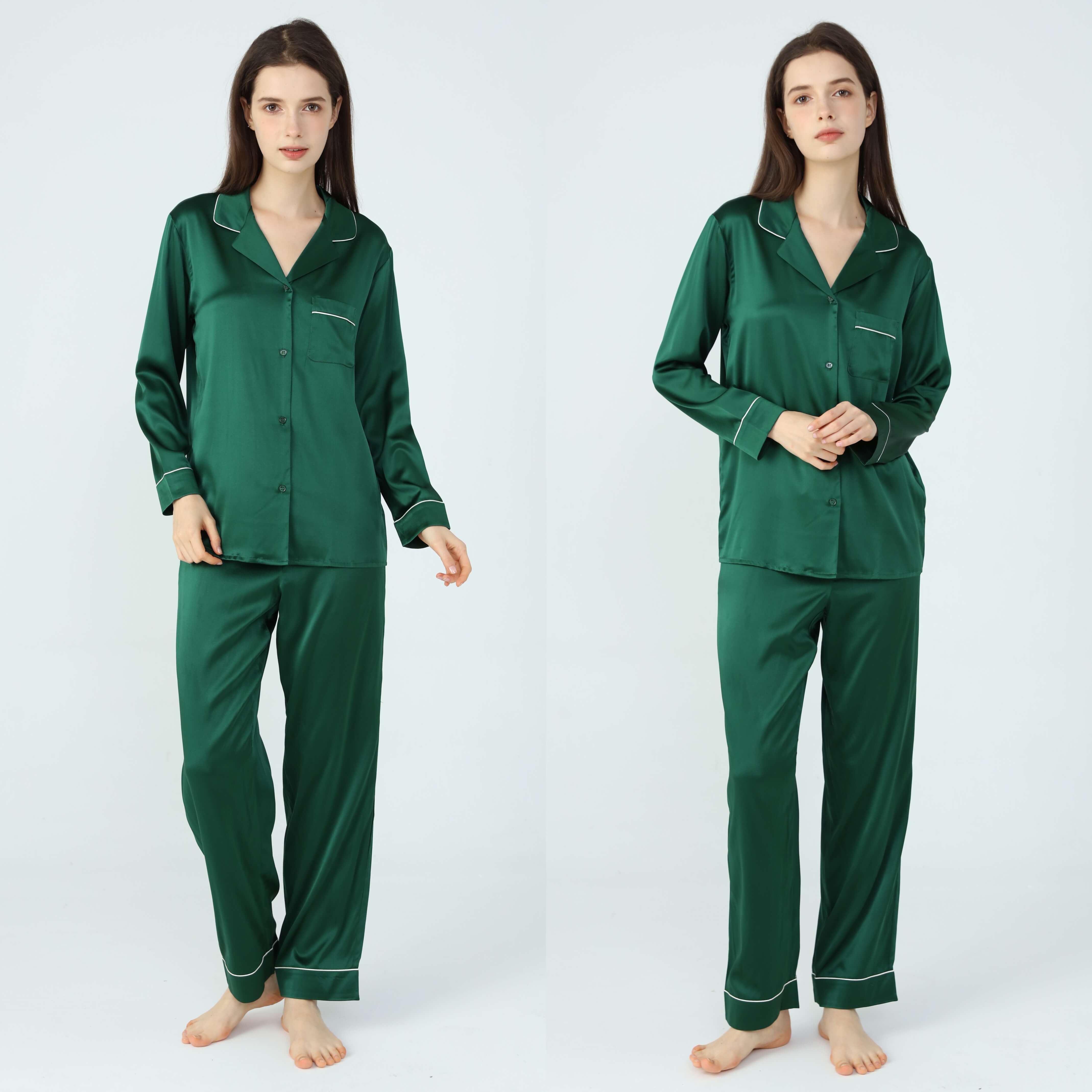 Ladies Pure Silk Pyjamas Emerald Green