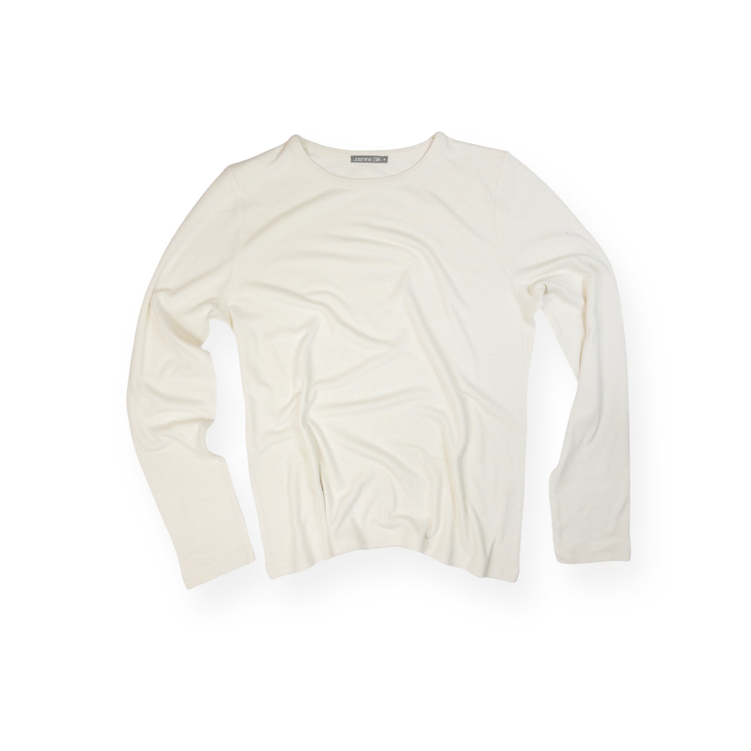 Ladies Ivory Long Sleeved Noil Silk Top