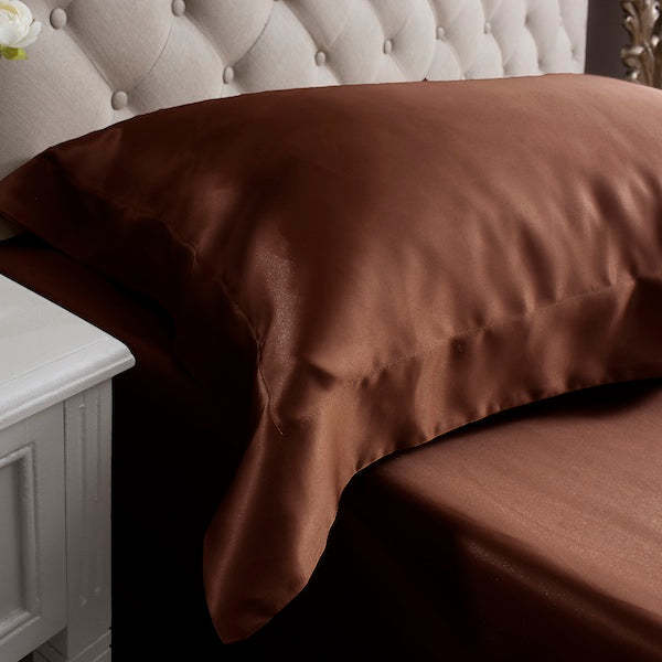 Mocha Oxford Square Silk Pillowcase
