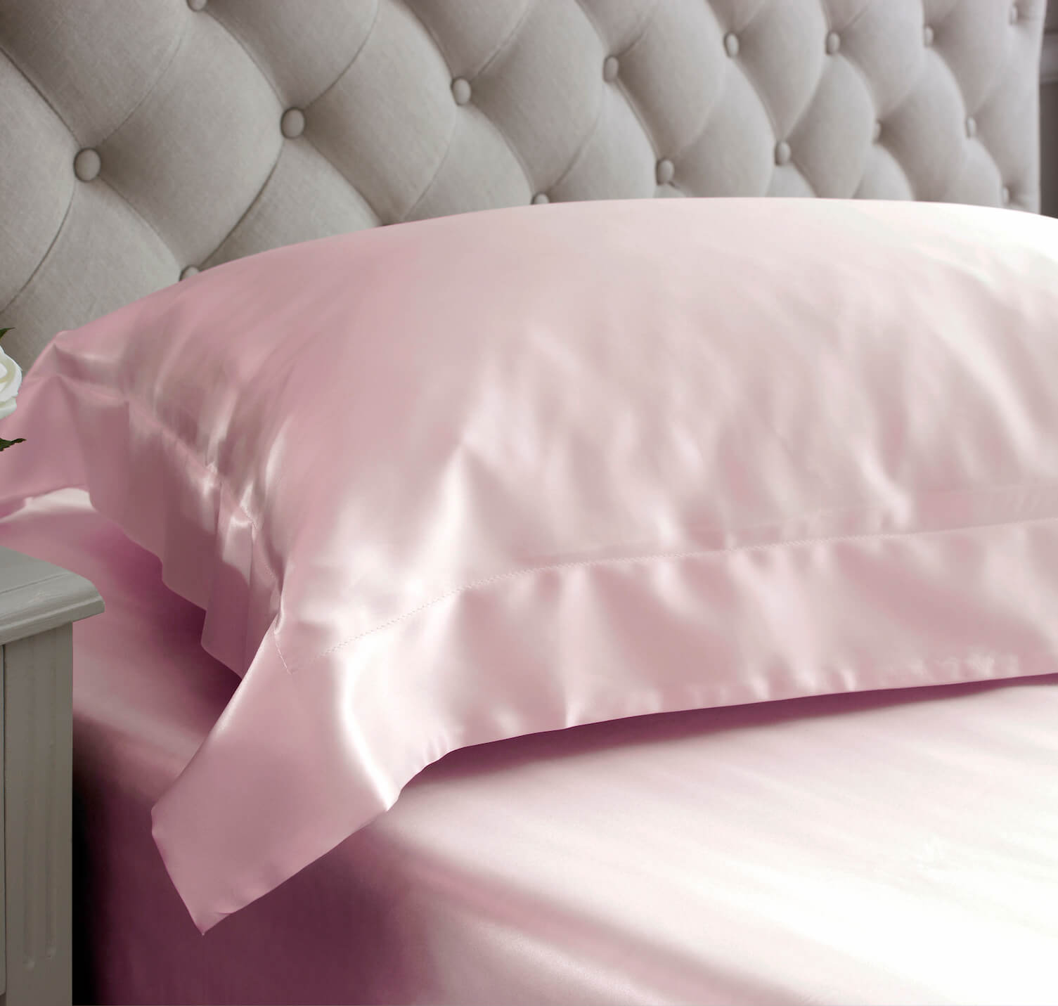 Pink Oxford Square Silk Pillowcase