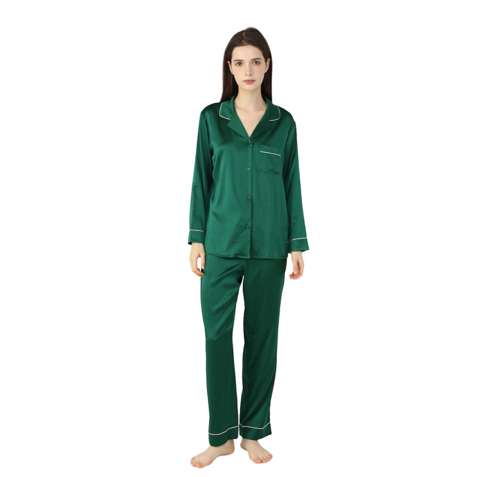 Ladies Pure Silk Pyjamas Emerald Green