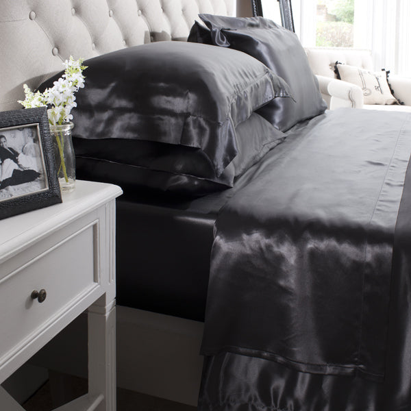 19 Momme Black Silk Flat Sheet