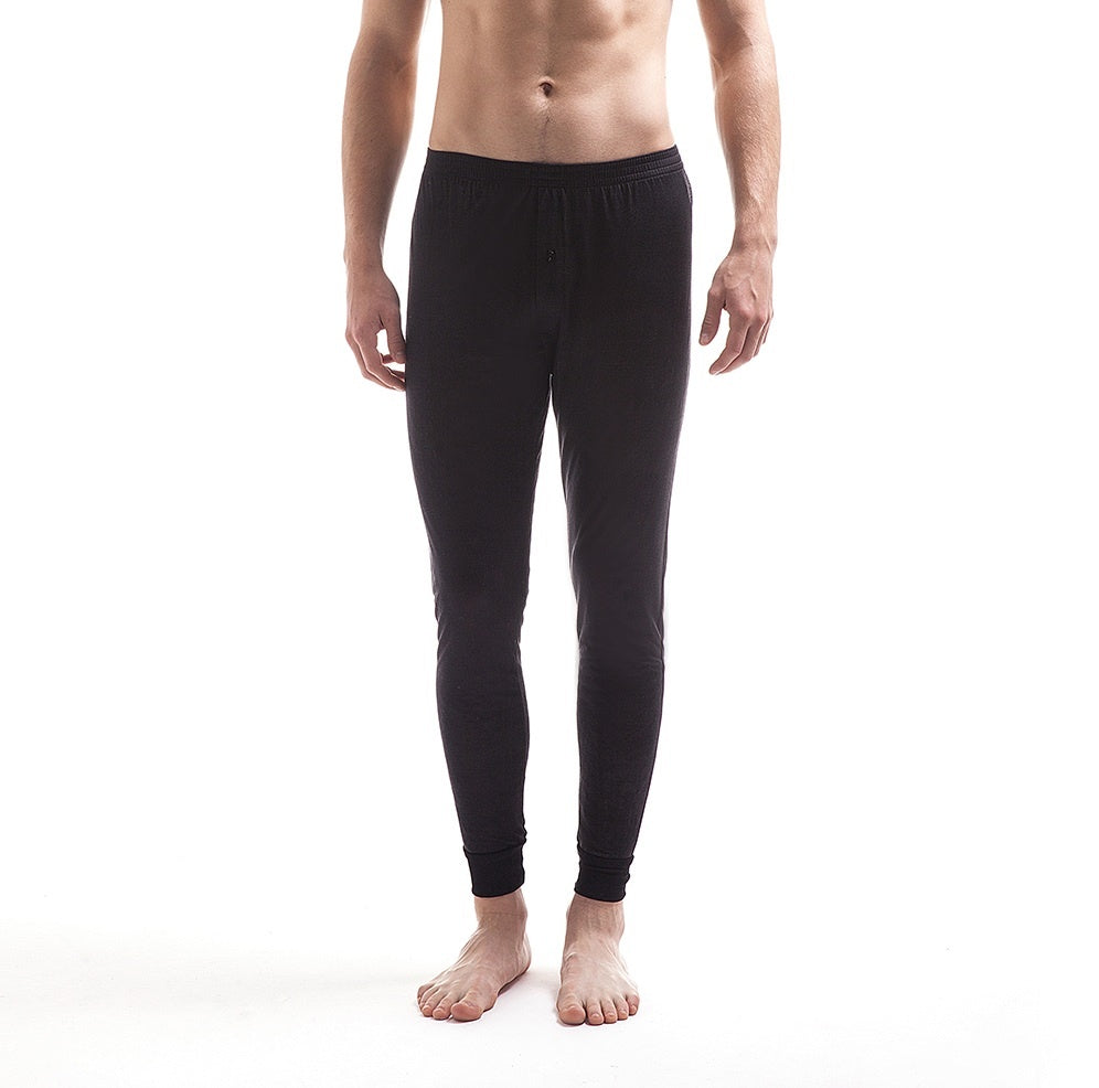 Men's Pure Silk Thermal Long Johns Black Jasmine Silk
