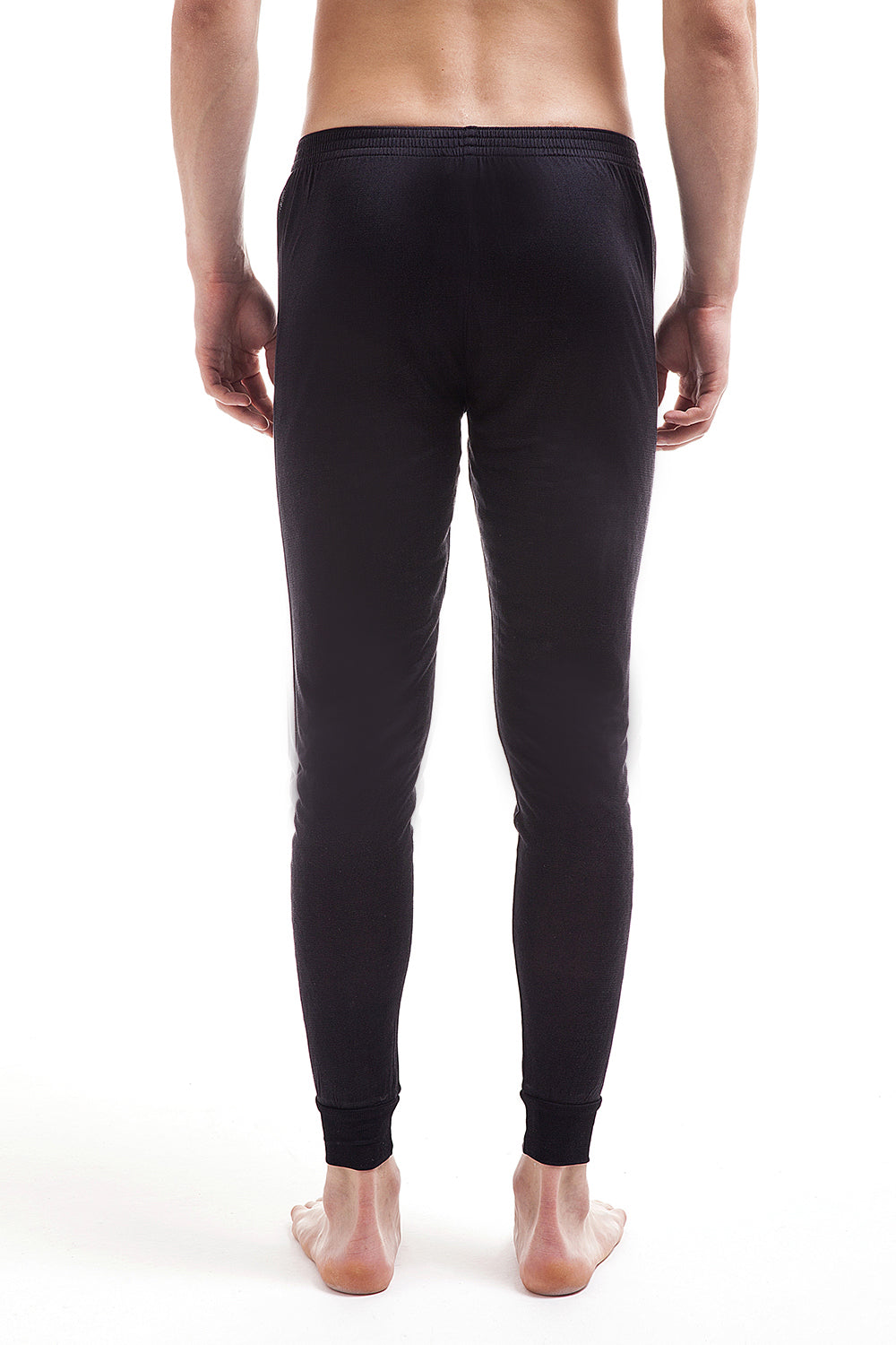 Mens Pure Silk Thermal Long Johns - Black