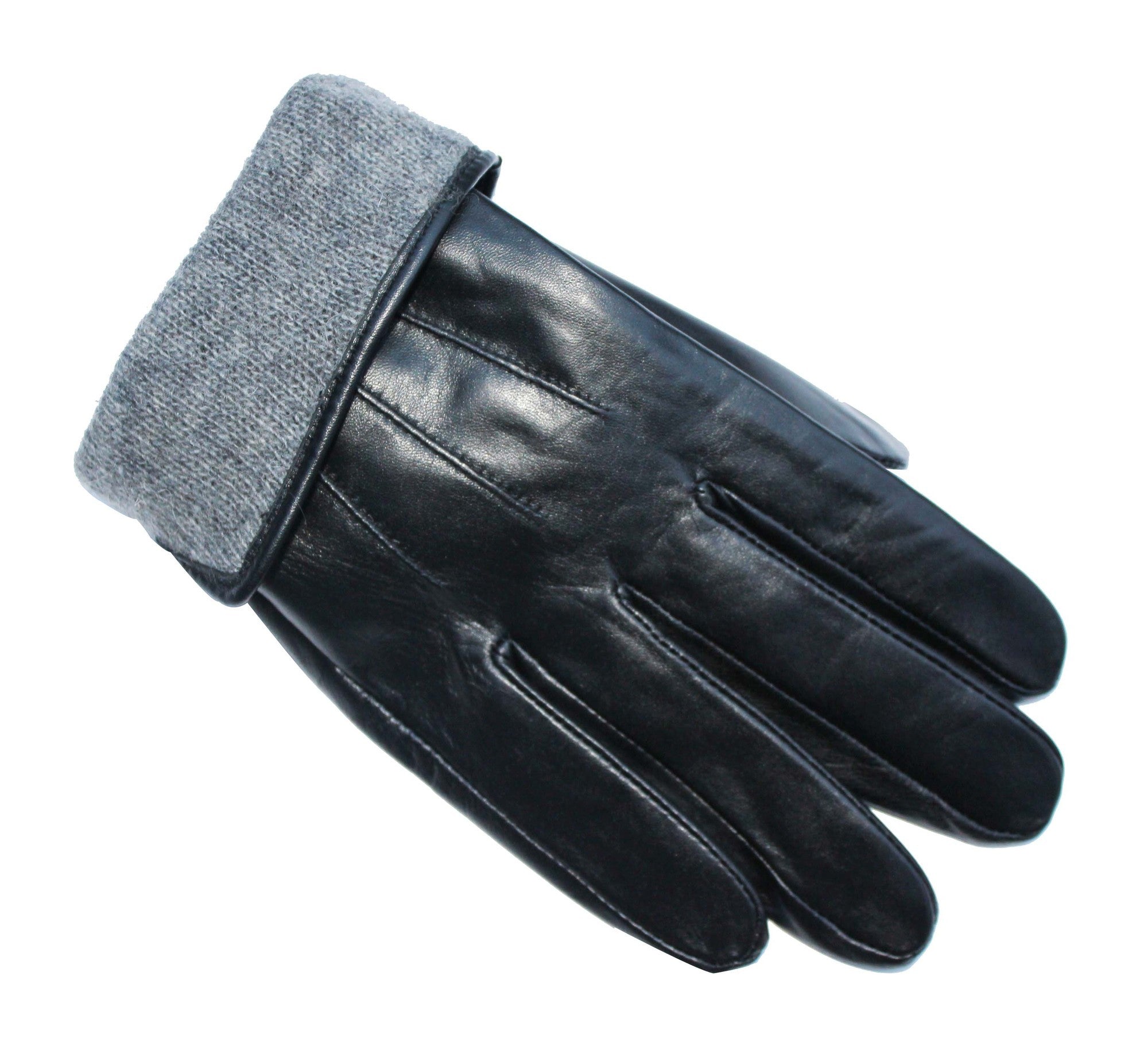 Ladies Lambskin Leather & Cashmere Lined Gloves - Black