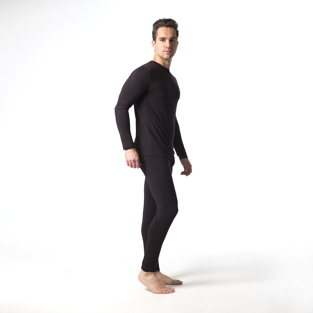 Mens Modal Thermal Long Sleeve Top - Black