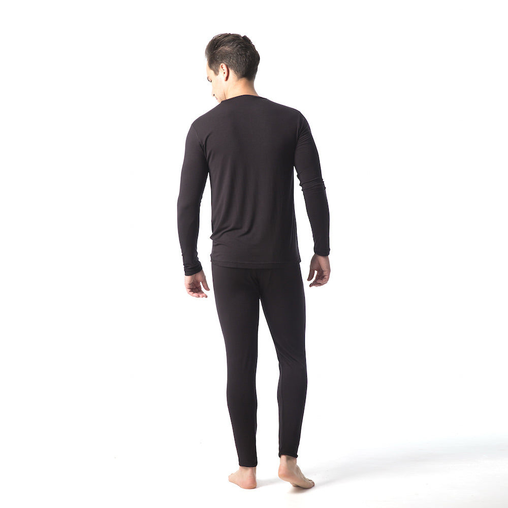 Mens Modal Thermal Long Sleeve Top - Black