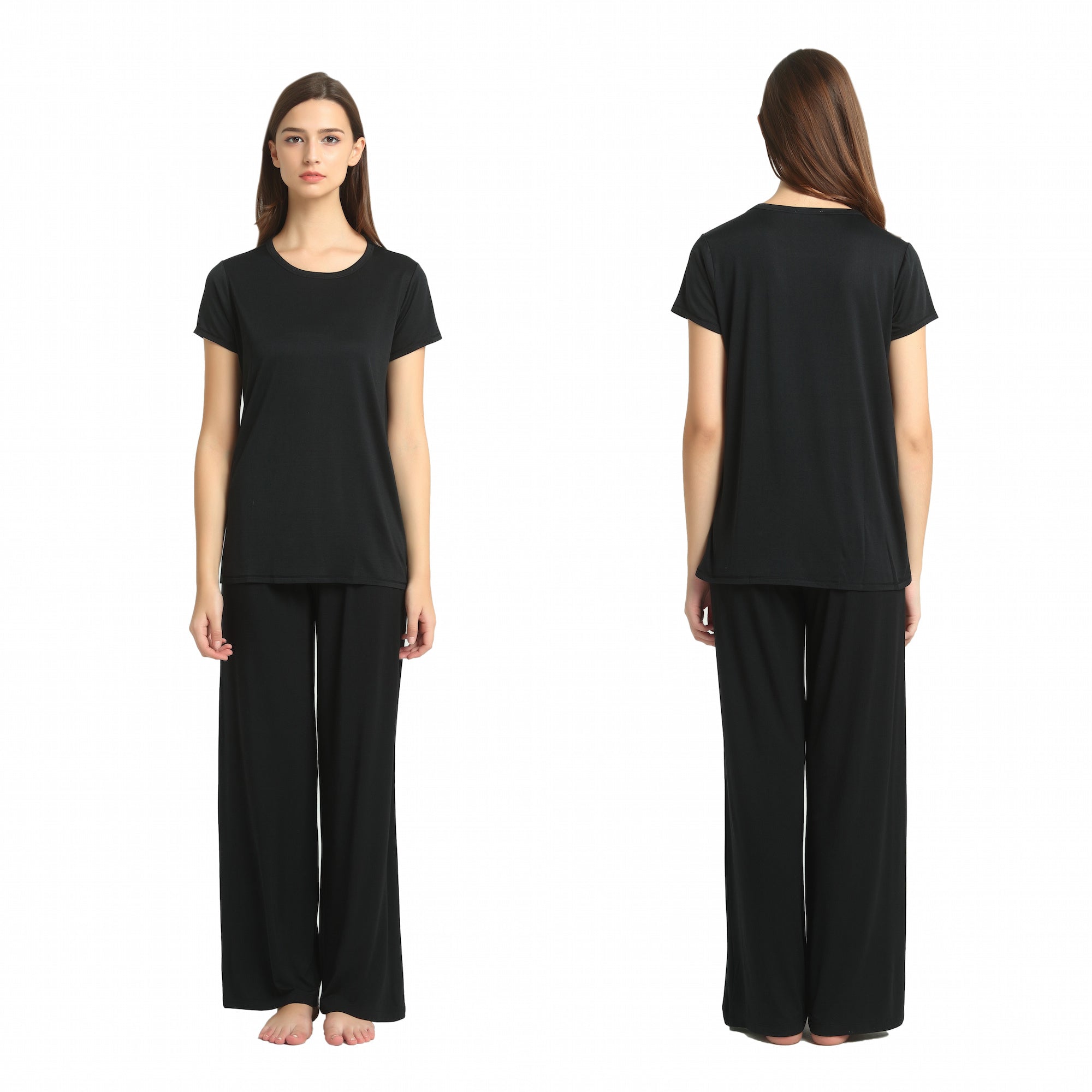 Ladies Silk Cotton Black T-Shirt