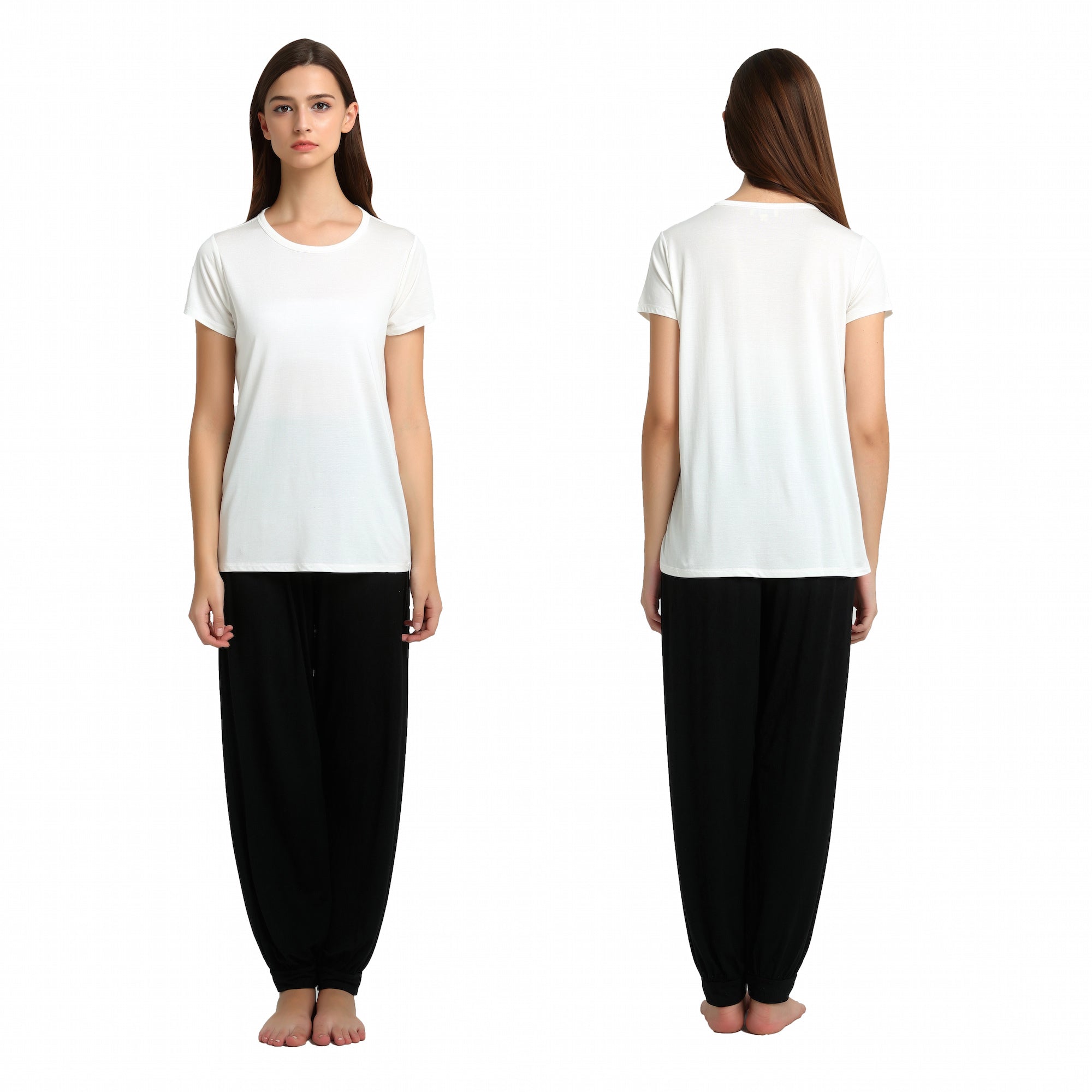 Ladies Silk Cotton Ivory T-Shirt
