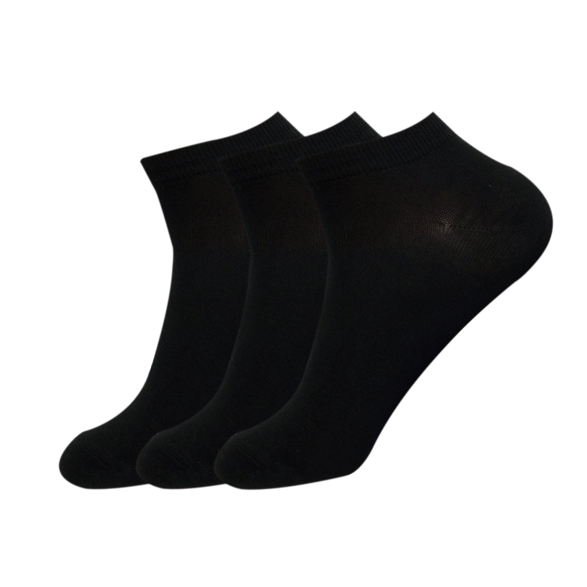 3 Pairs of Men's Bamboo Trainer Socks Black