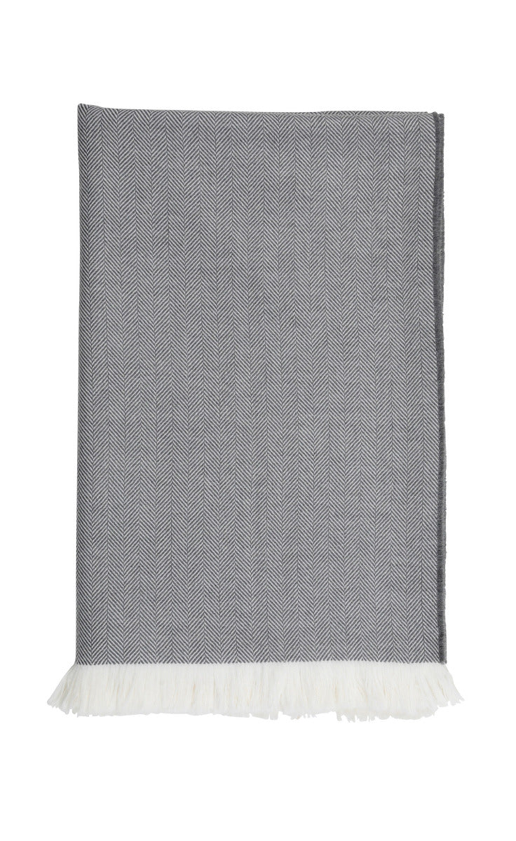 Herringbone Merino Bed Throw Flint