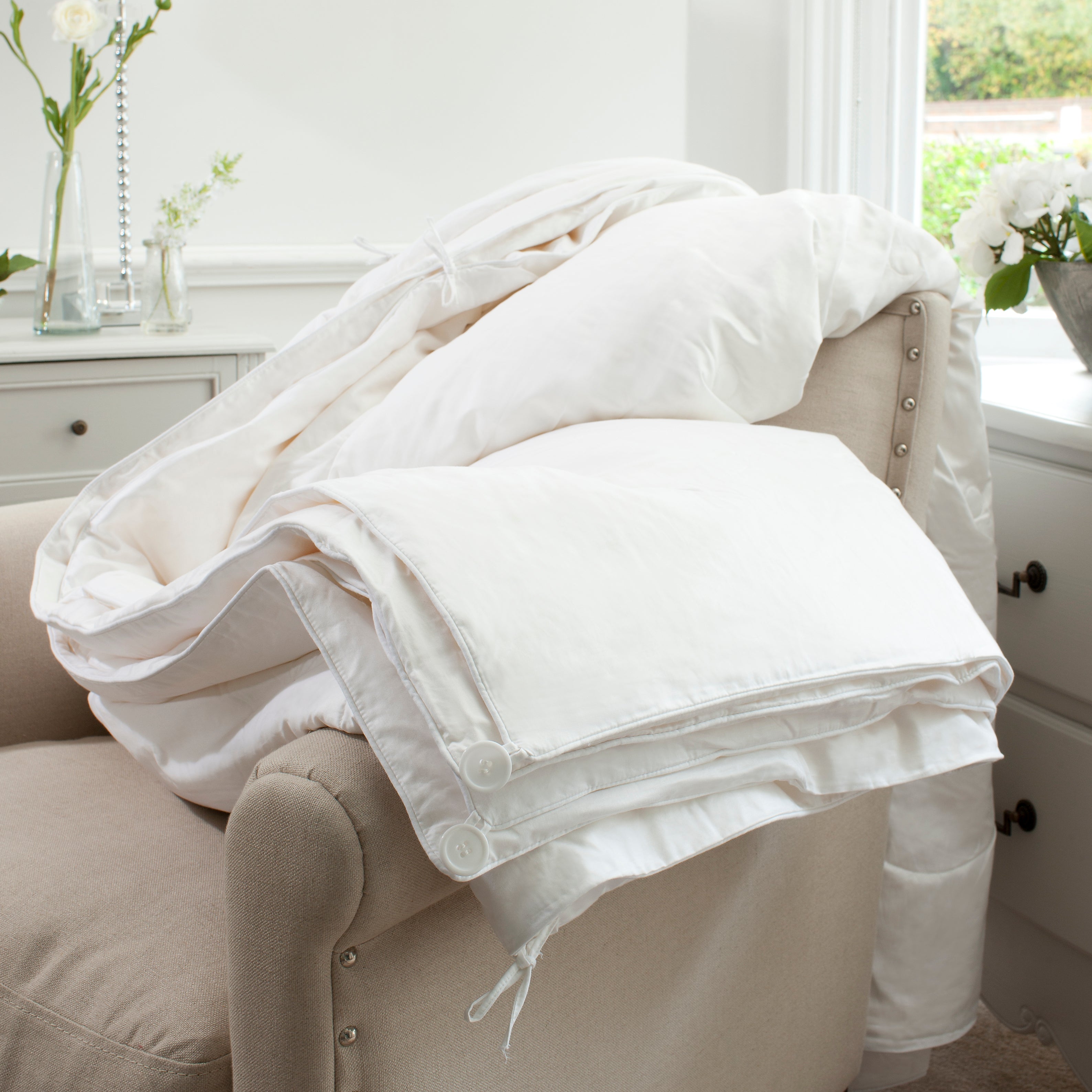 mulberry silk filled duvet on bed