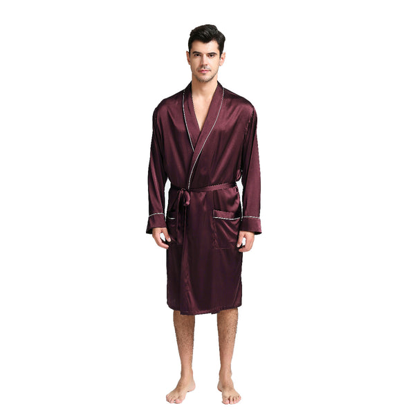 burgundy dressing gown mens Men's Silk Color:Black-Nude pajamas sets and accessories First Communion Dresses Glamorous Solid Lvory Structured