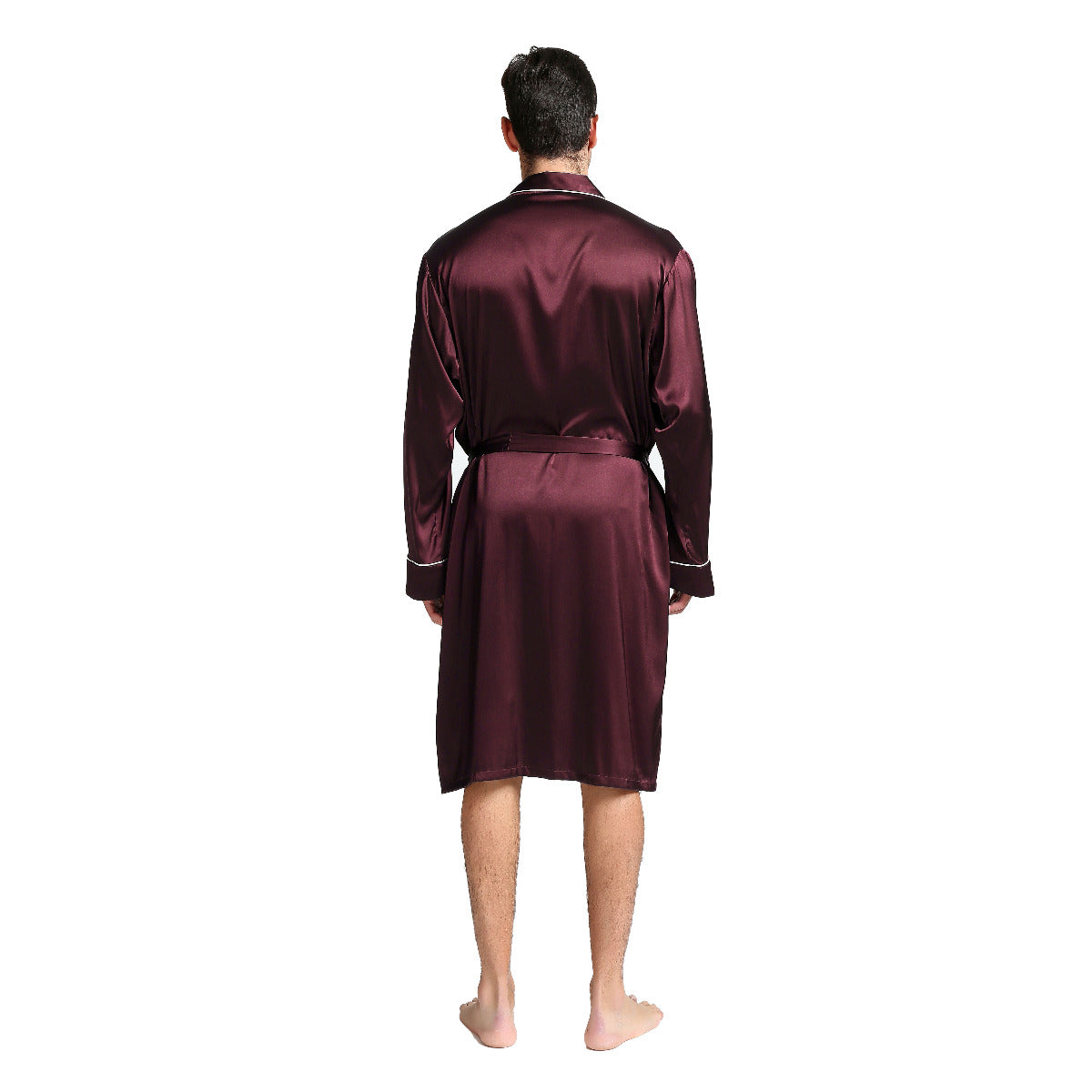 Mens Burgundy Silk Dressing Gown