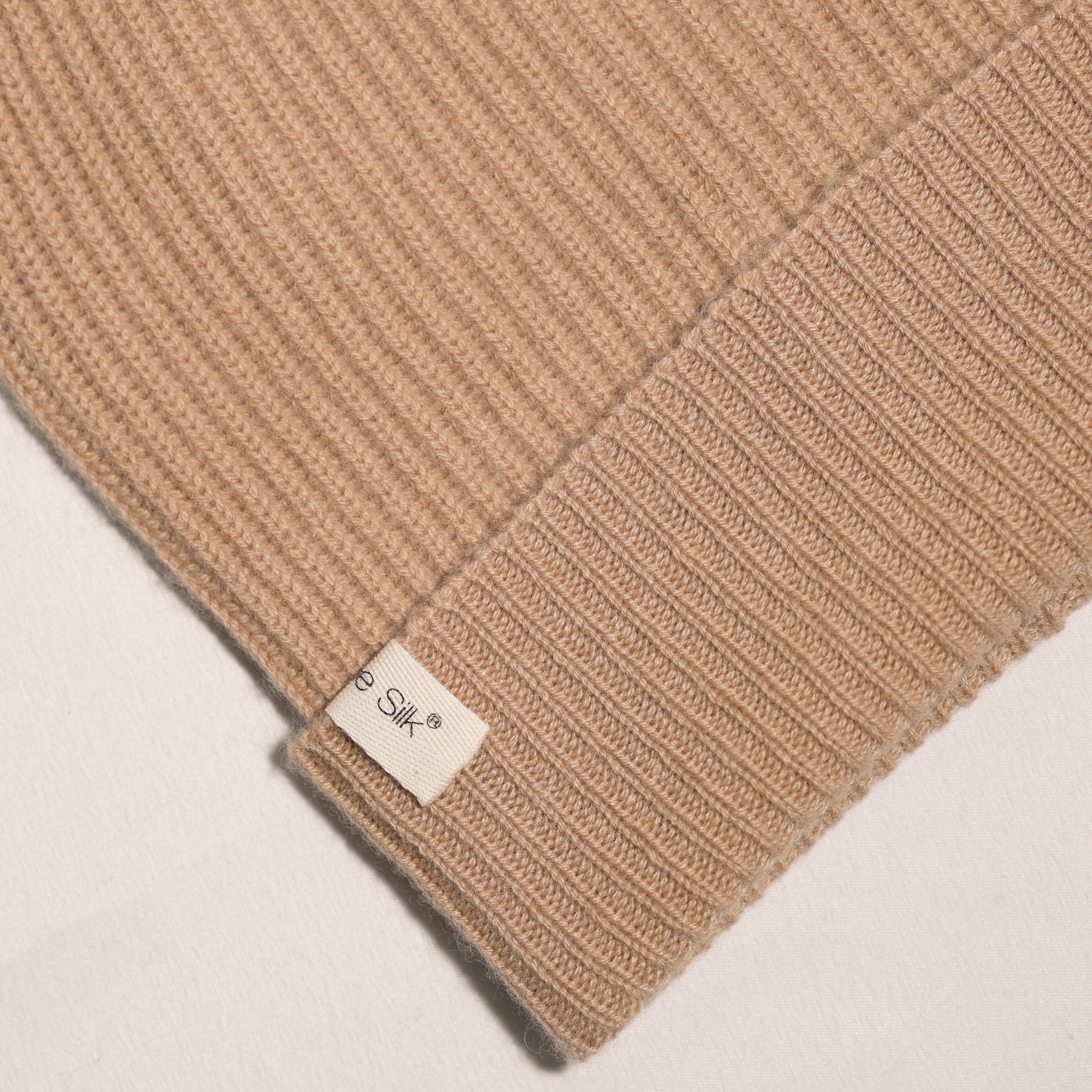 Cashmere Ribbed Beanie Camel