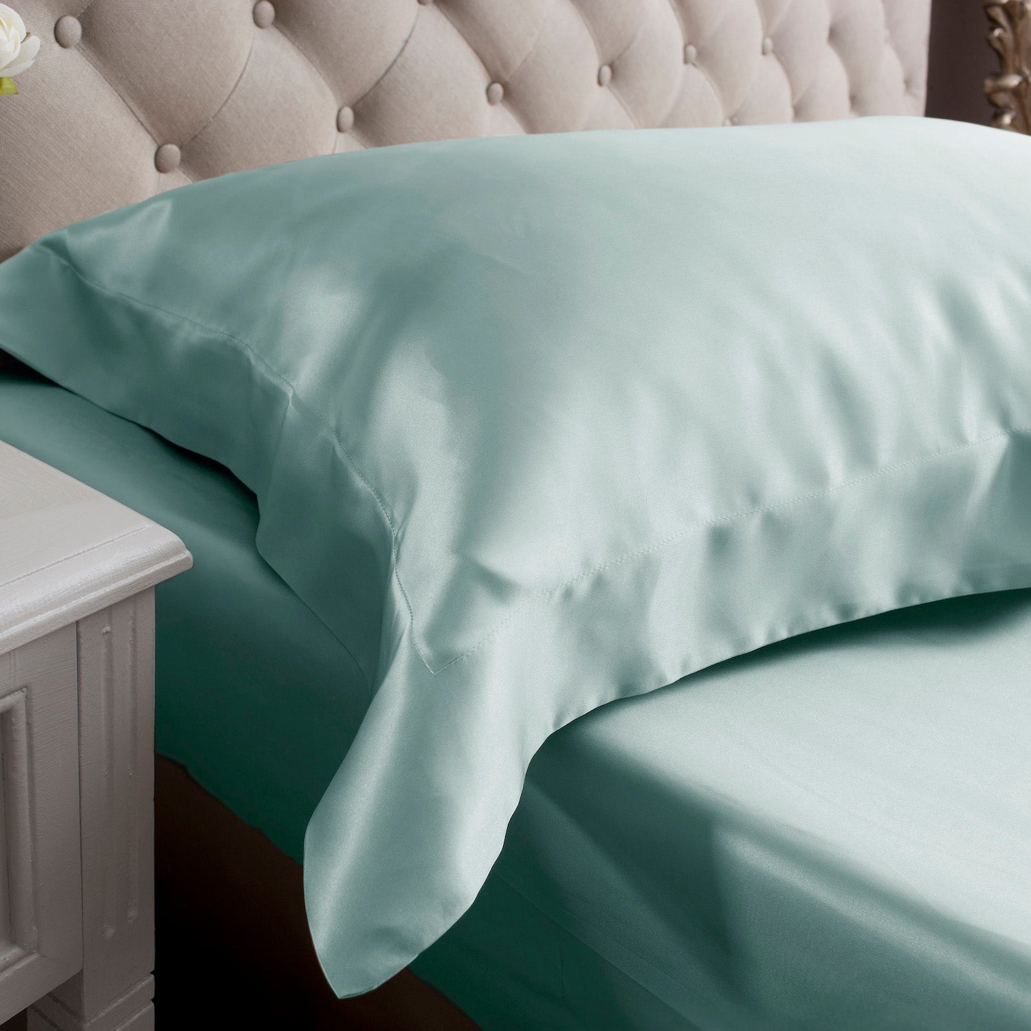 Duck Egg Oxford Silk Pillowcase