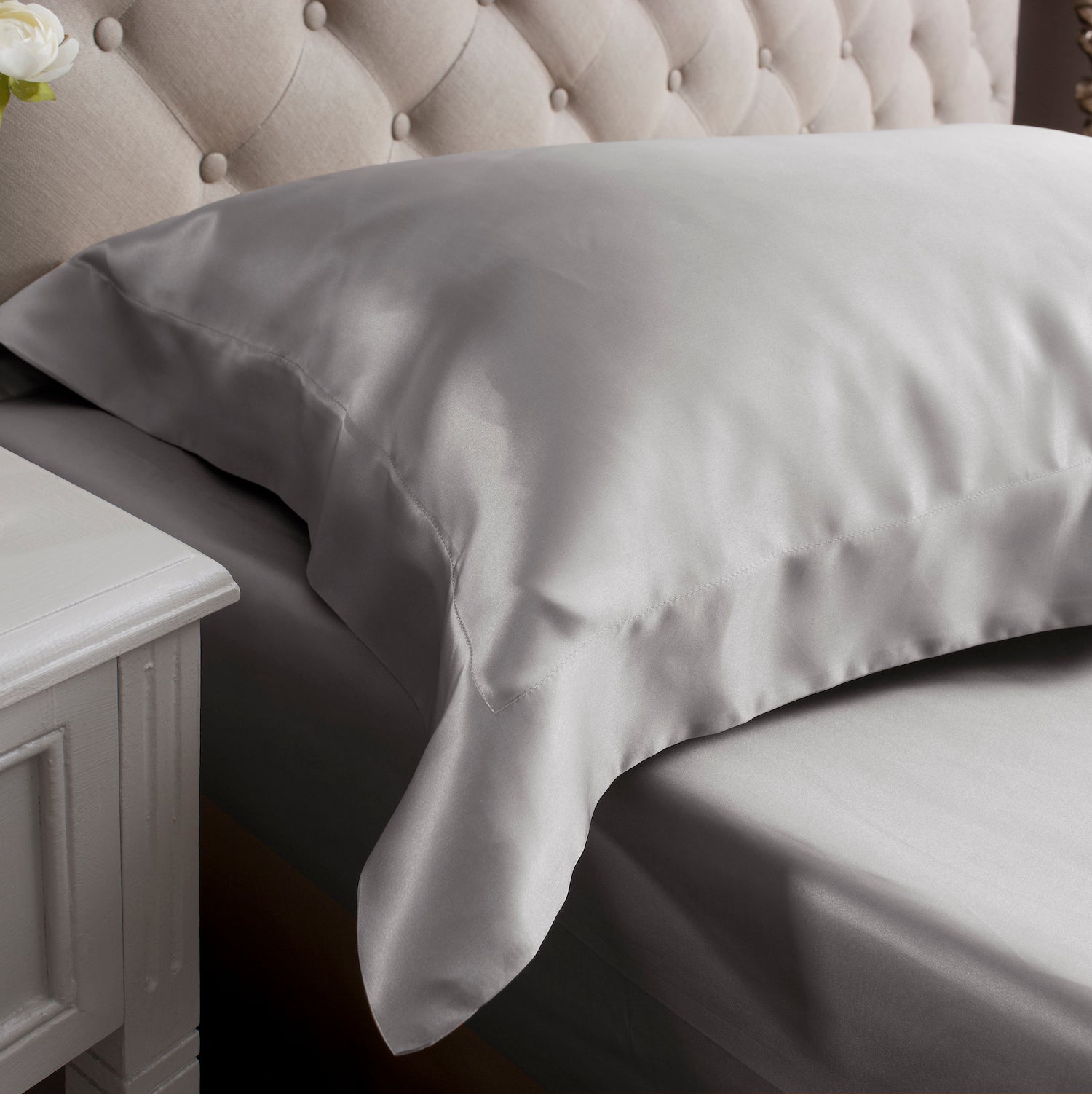 Grey Oxford Silk Pillowcase