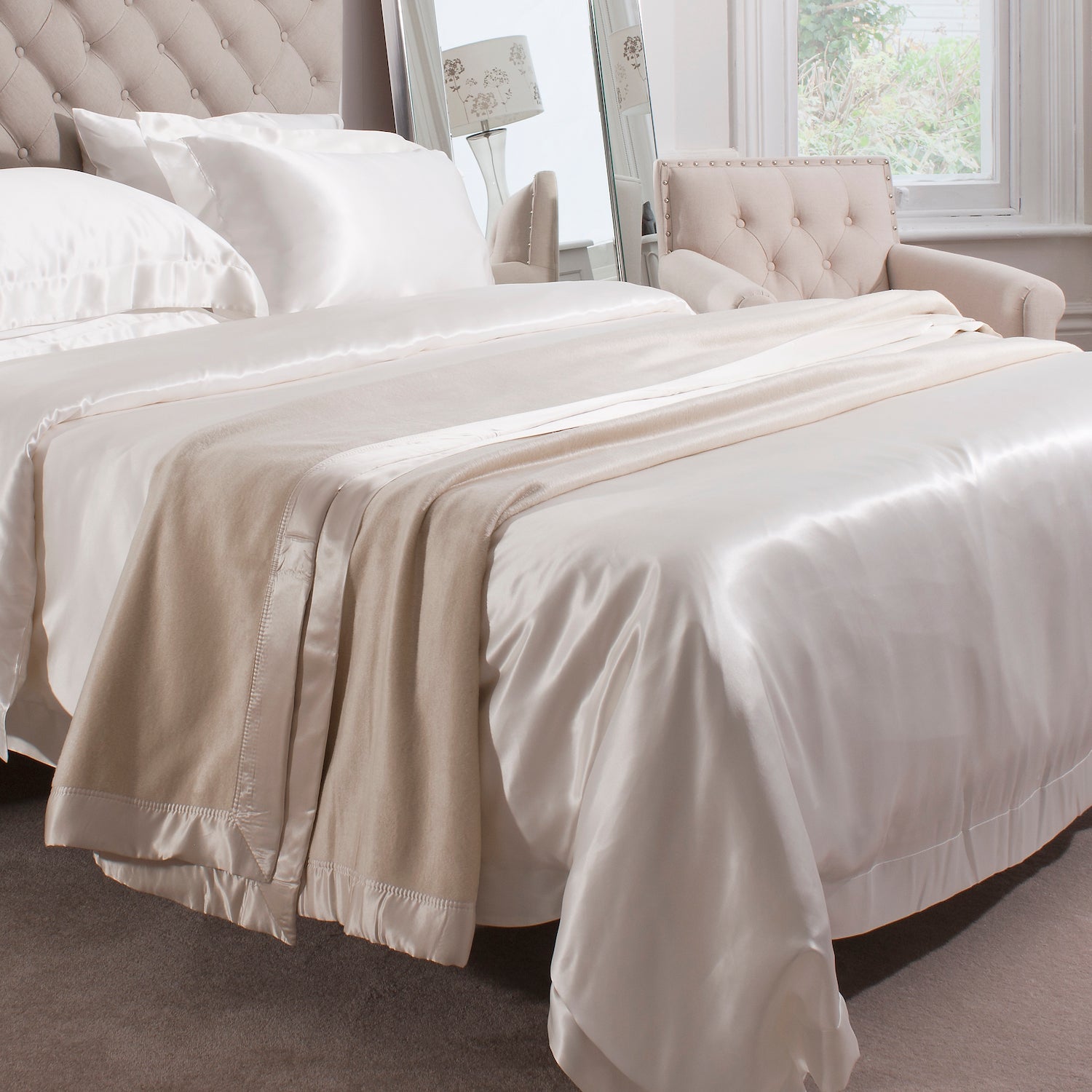 Ivory Silk Blanket