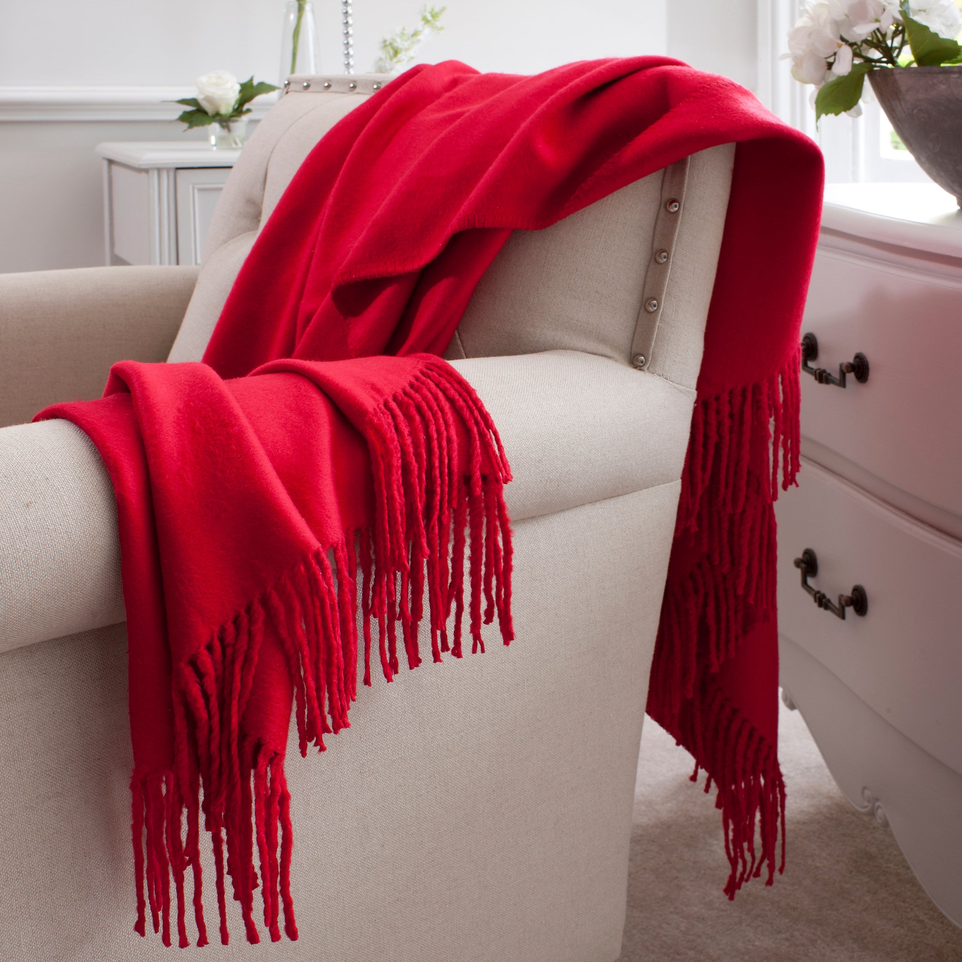 Silk Shawl Throw Red