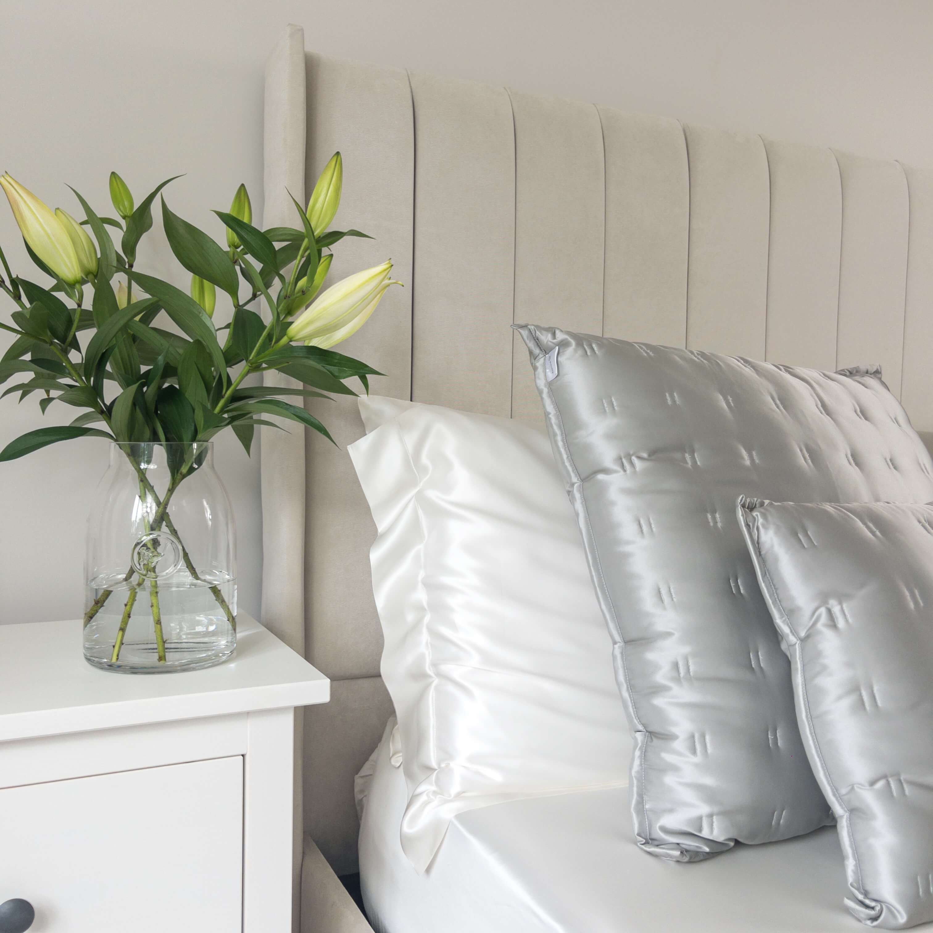 Grey Pure Silk Cushion