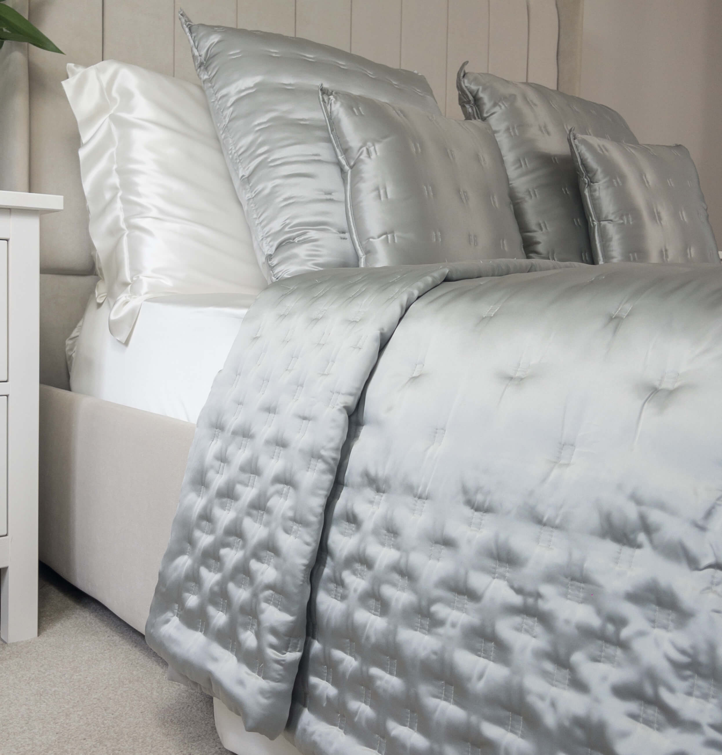 Grey Silk Bedspread