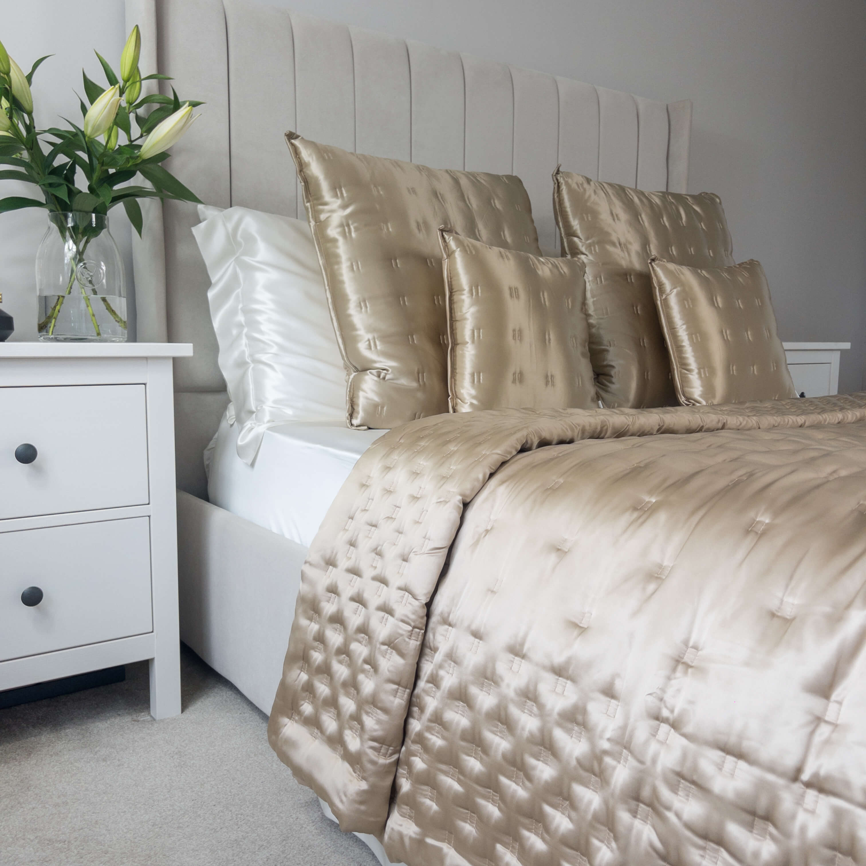 Taupe Silk Bedspread