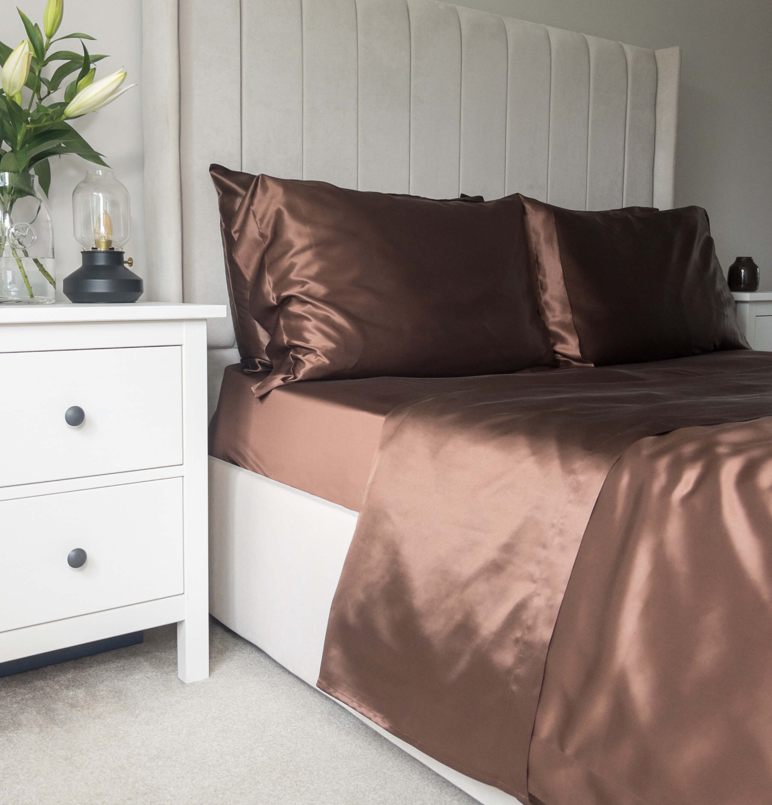 19 Momme Mocha 6PCs Silk Duvet Cover Set